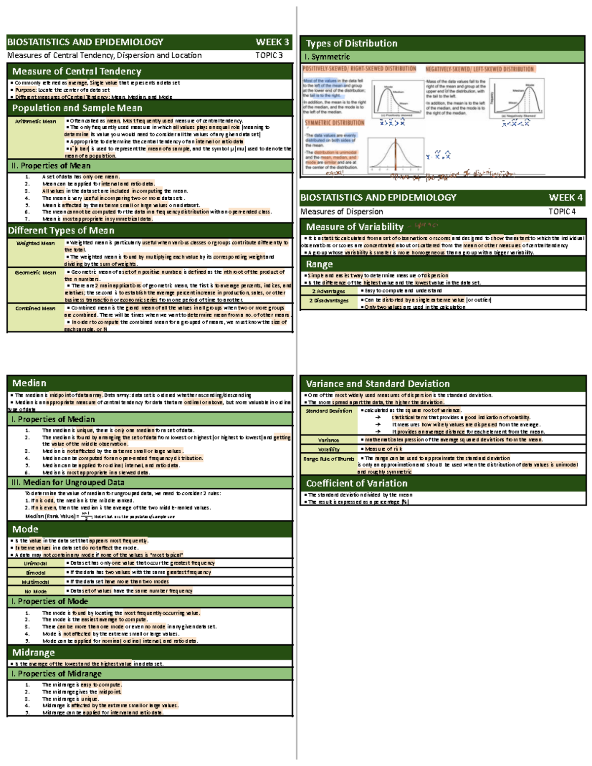 BIOSTATISTICS AND EPIDEMIOLOGY WEEK 3 & 4: Central Tendency ...