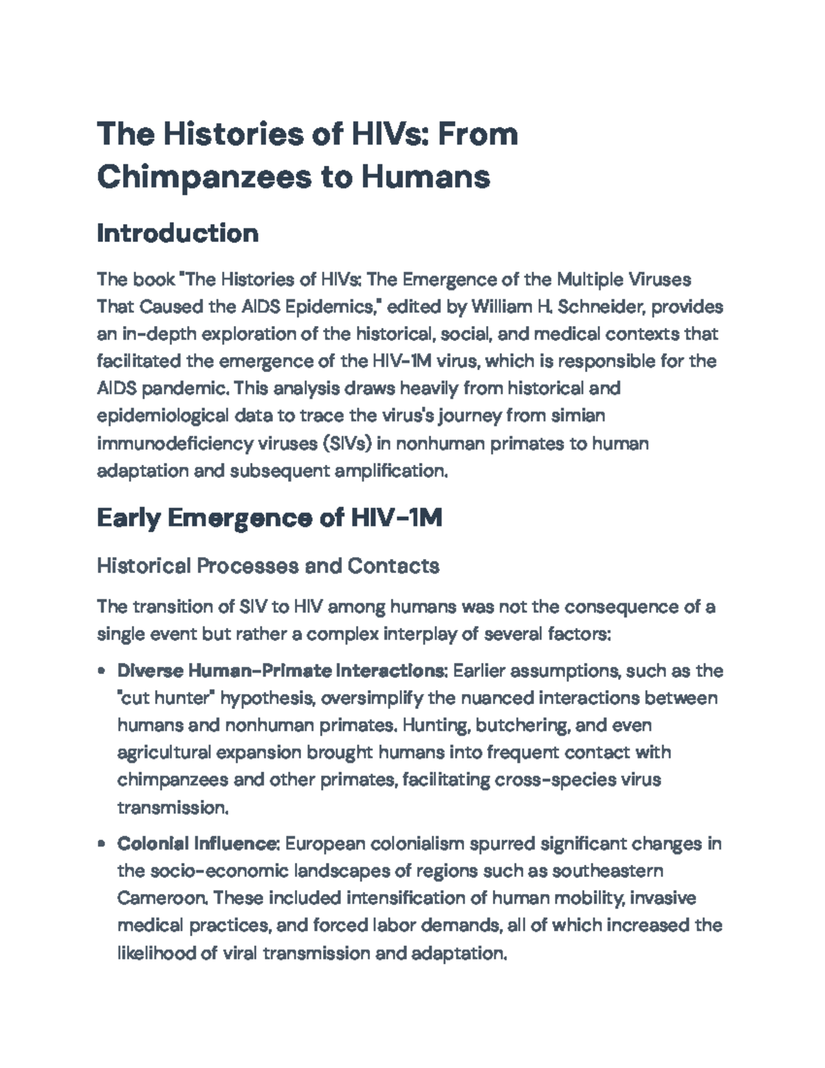 The Histories of HIVs: Understanding the Emergence of HIV-1M - The ...