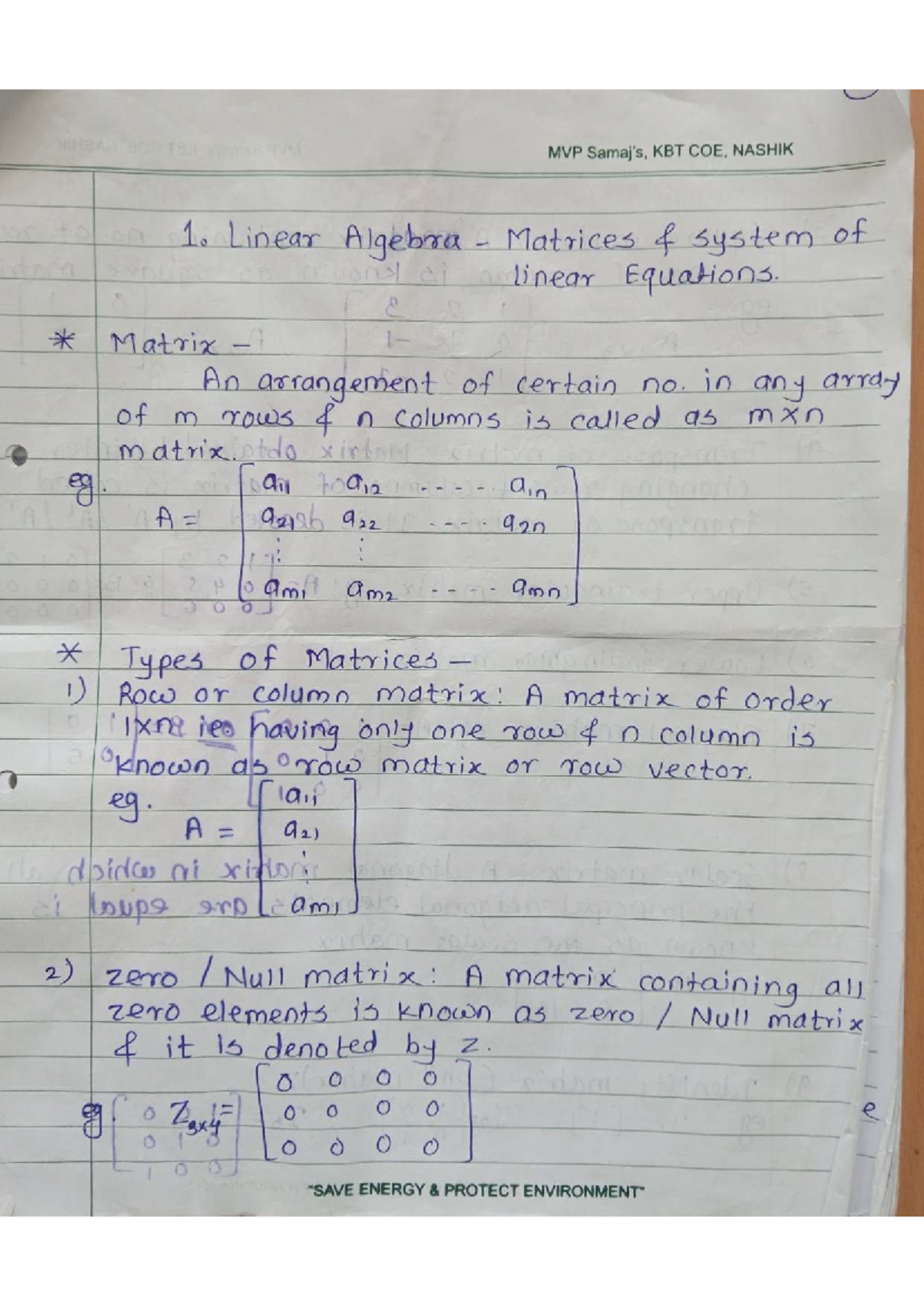 MVP KBT COE, NASHIK - Matrix Theory and Applications Notes - Studocu