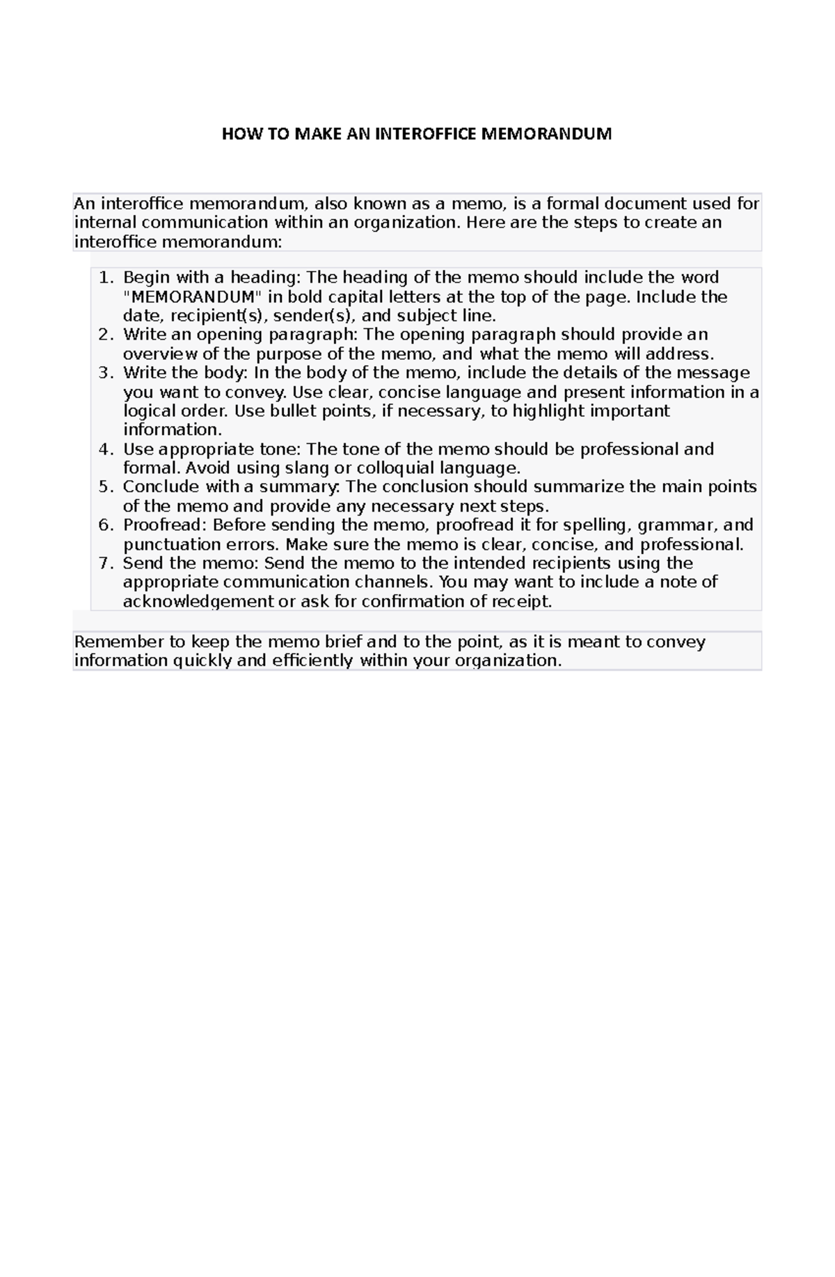 HOW TO MAKE AN Interoffice Memorandum - HOW TO MAKE AN INTEROFFICE ...