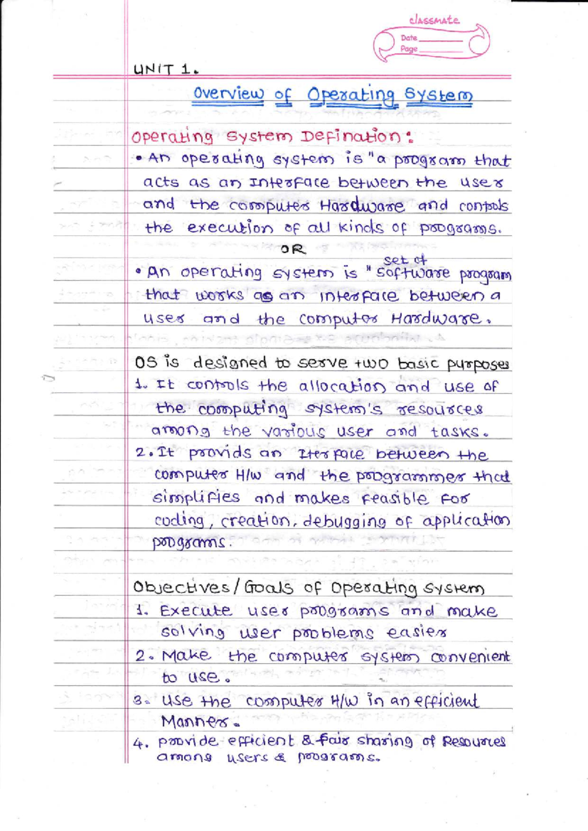 OSY Notes: Overview of Operating System Concepts and Controls - Studocu