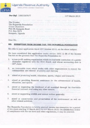 Certificate of Registration: Trademark No. 46301 for Ruparelia ...
