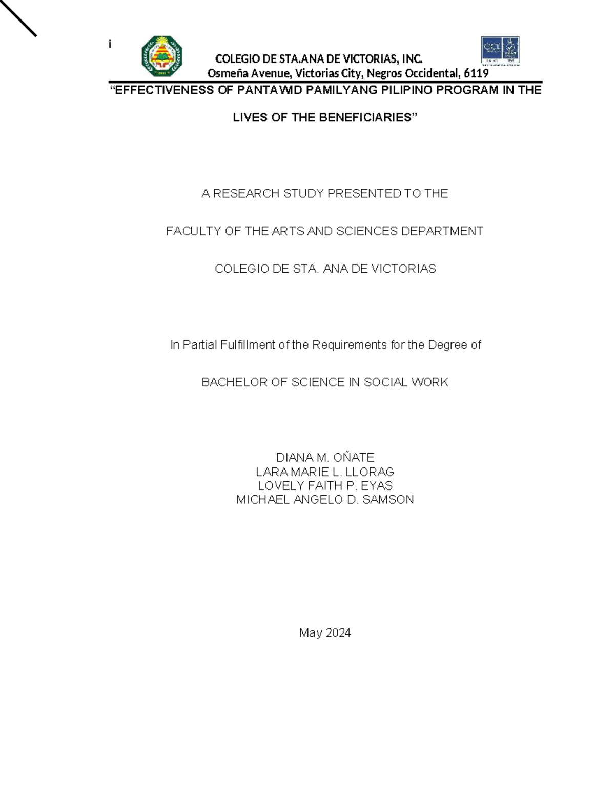 Effectiveness of Pantawid Pamilyang Pilipino Program (4Ps) in ...
