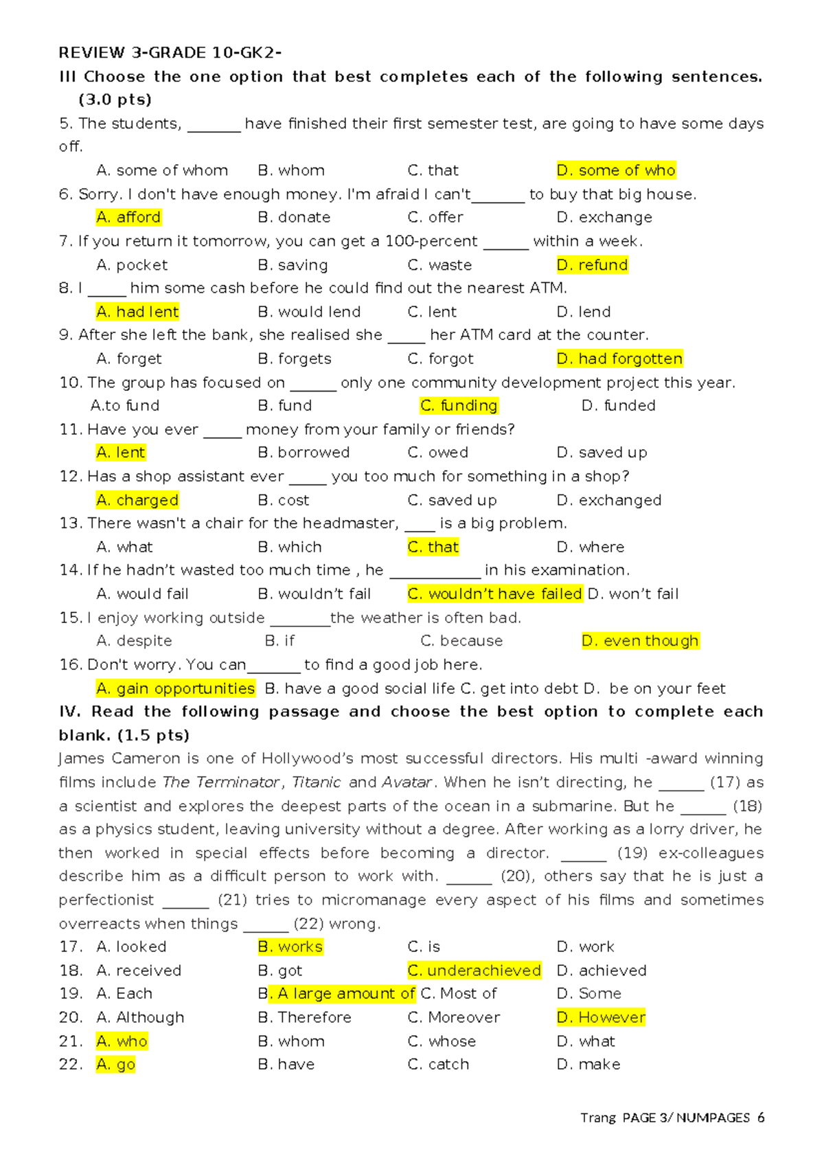REVIEW Quiz on Sentence Completion and Career Choices (ENG 101) - Studocu