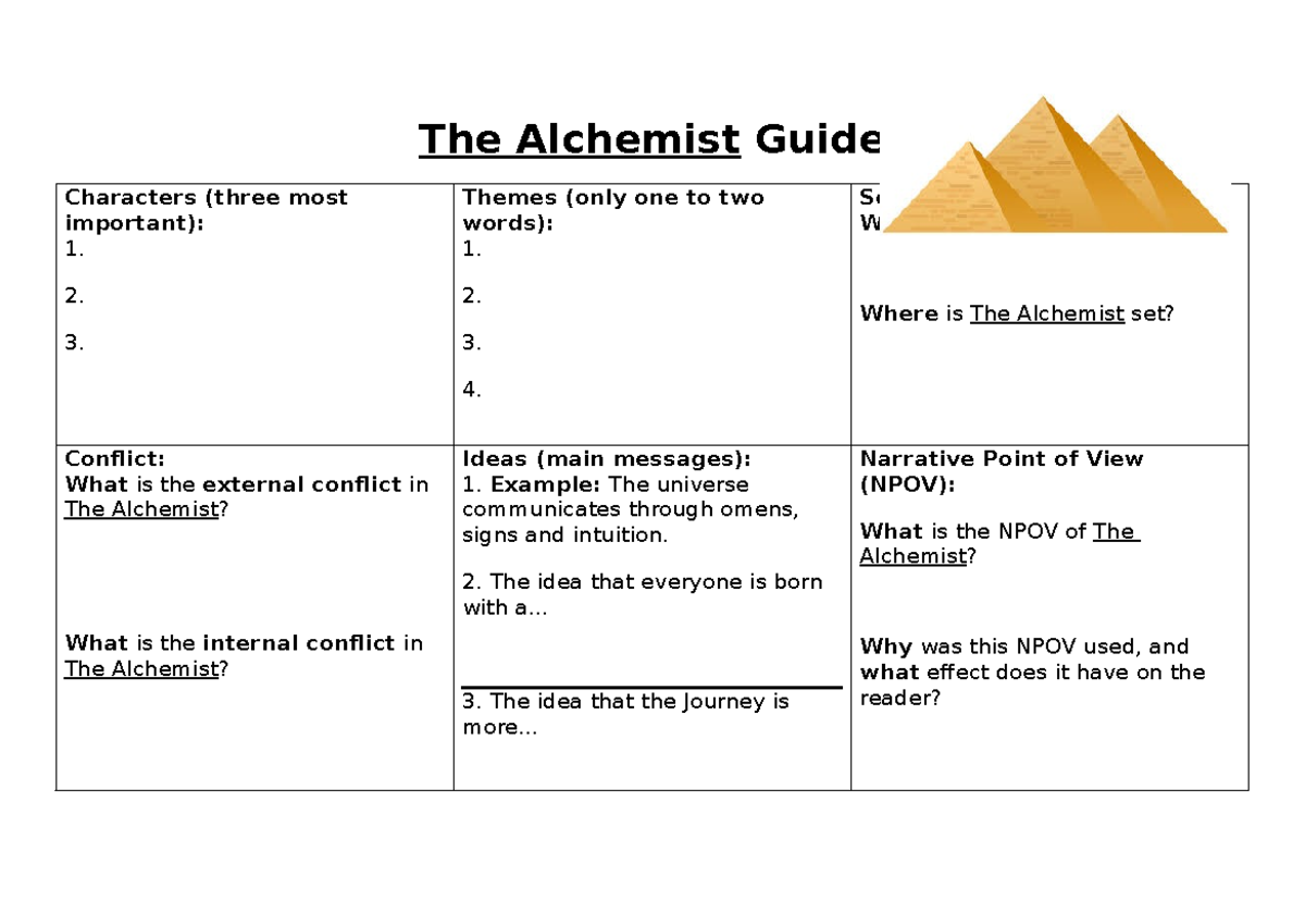 The Alchemist A3 Overview: Key Characters, Themes, and Conflicts - Studocu