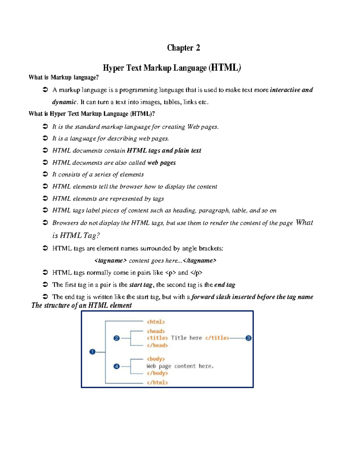 Chapter 2 - Introduction to HTML and Web Design Concepts - Studocu