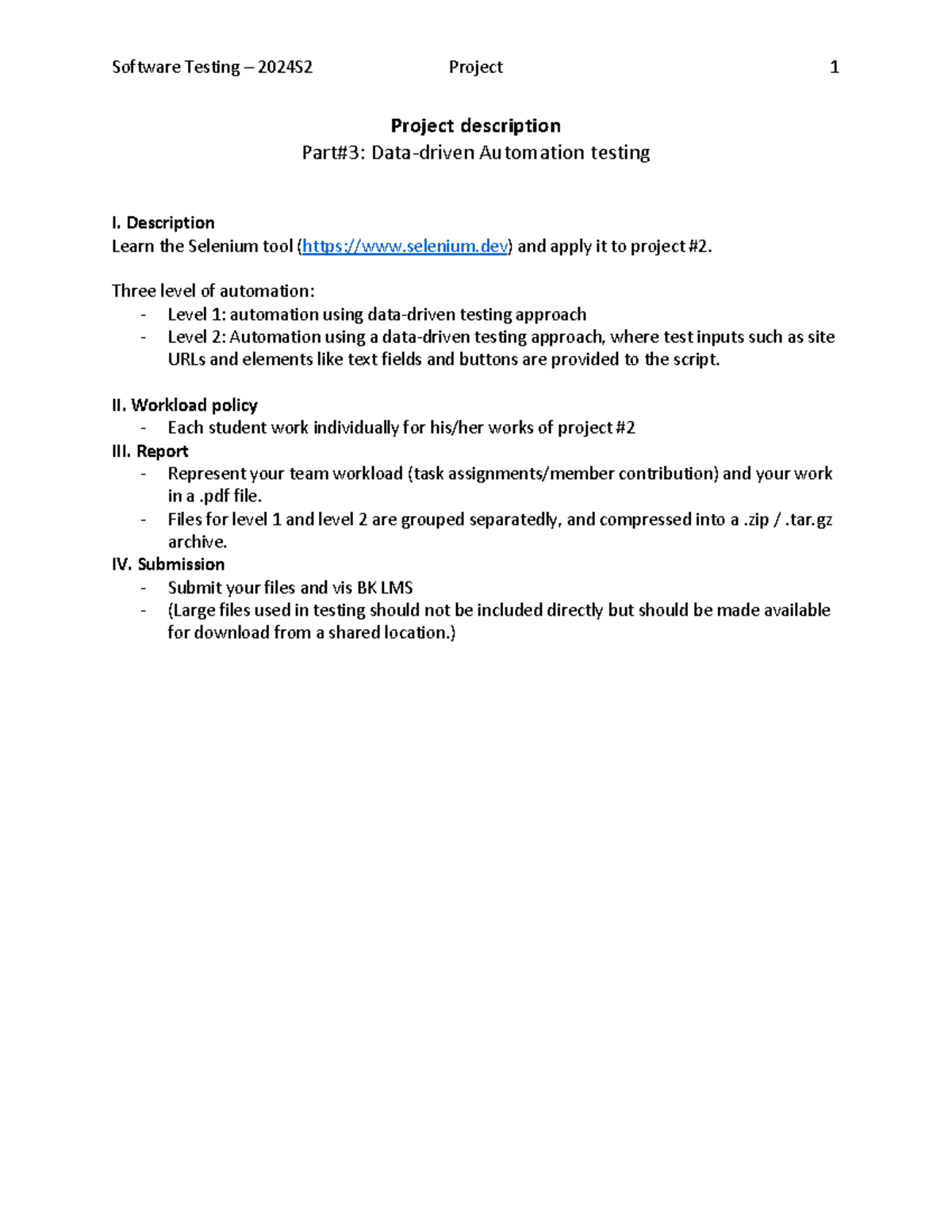 Software Testing 2024S2 Project 1 description and automation testing ...