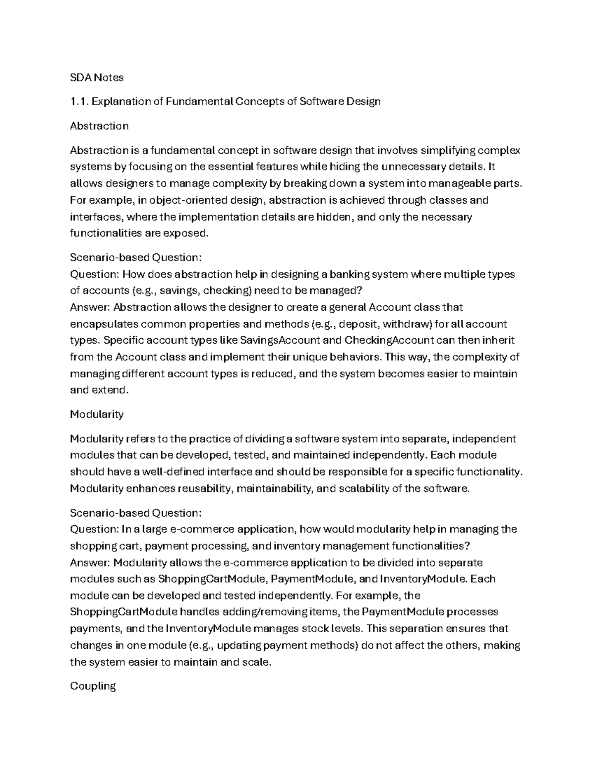 SDA 1.1 Notes: Key Concepts in Software Design Abstraction & Modularity ...