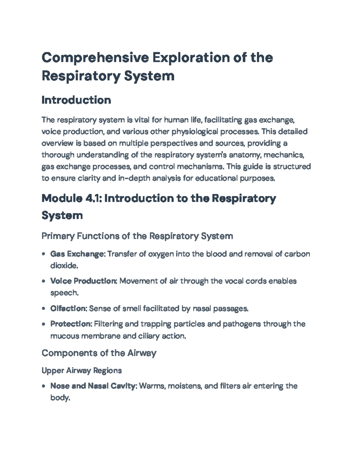 Respiratory System: Anatomy, Functions, and Mechanics Guide (BIO101 ...