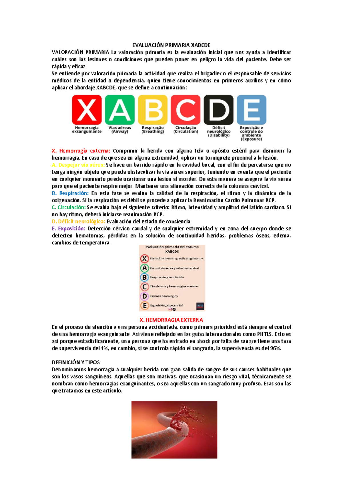 Valoración Primaria XABCDE: Protocolo de Evaluación Inicial - Studocu