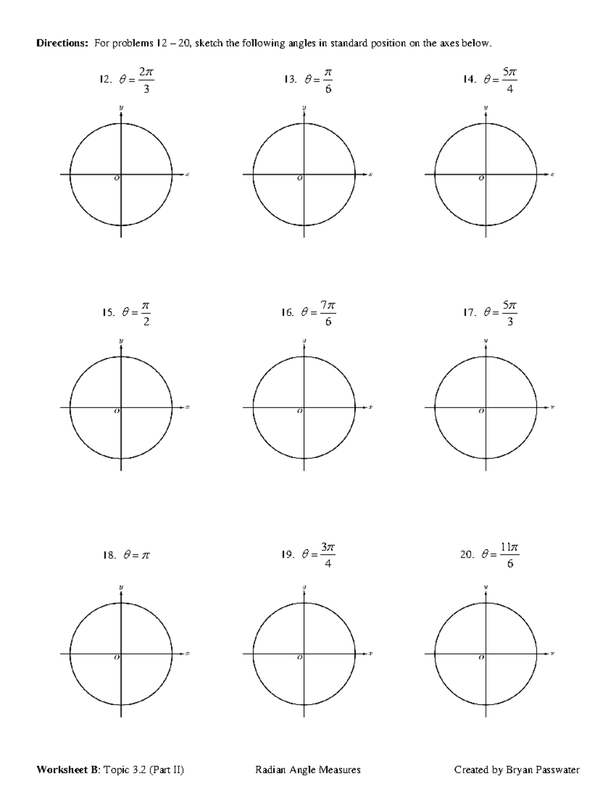 Worksheet B: Angles and Their Measures in Standard Position - Studocu