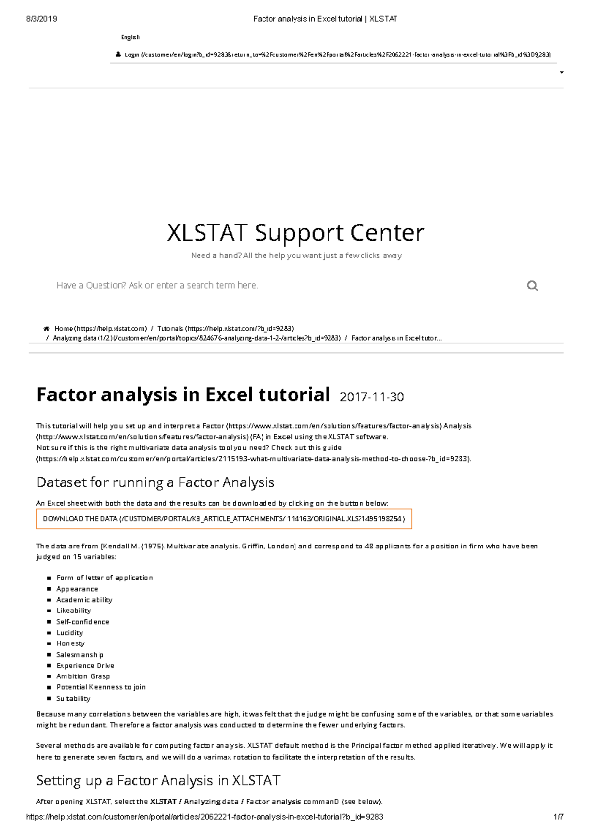 Factor Analysis Tutorial in Excel Using XLSTAT: A Guide - Studocu