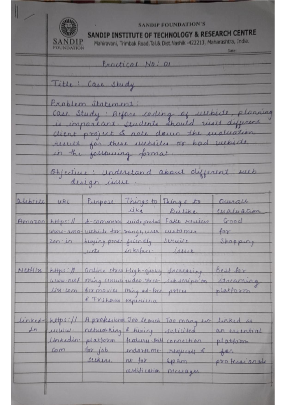 WT practicals 1 to 5 - Wtl practical - SANDIP SANDIP INSTITUTE OF ...