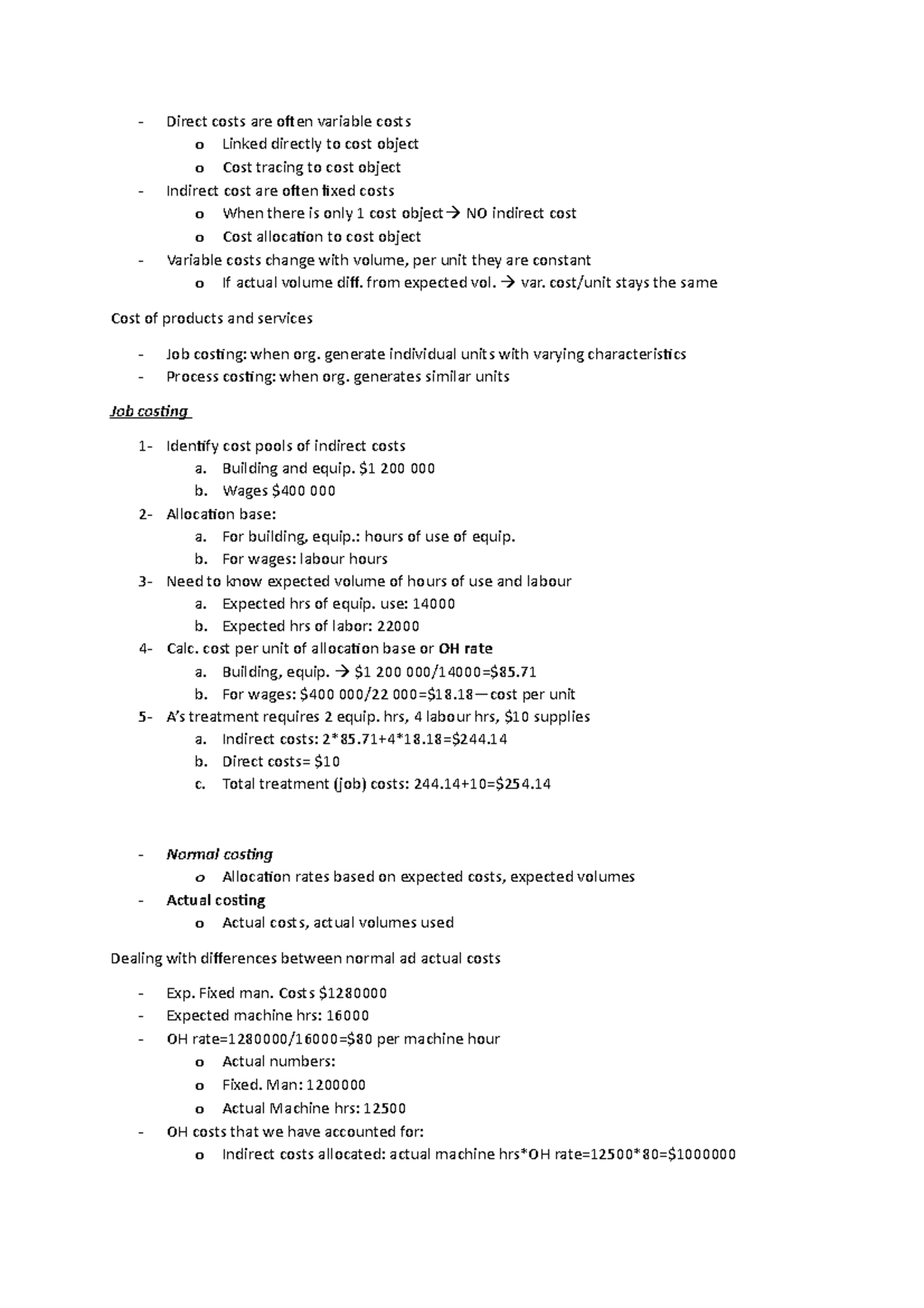 Management Accounting 1: Week 1 Lecture Notes on Costing Methods ...