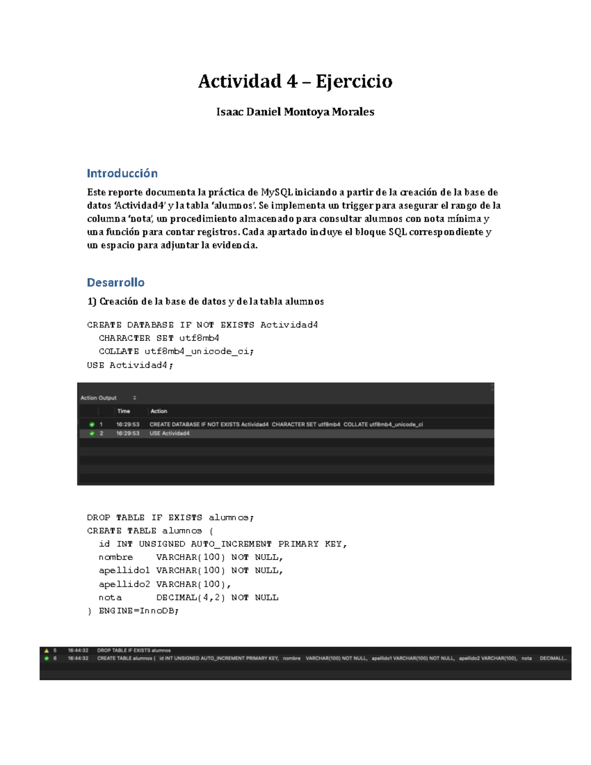 A4 Ejercicio IMM: Práctica de MySQL y Creación de Base de Datos - Studocu