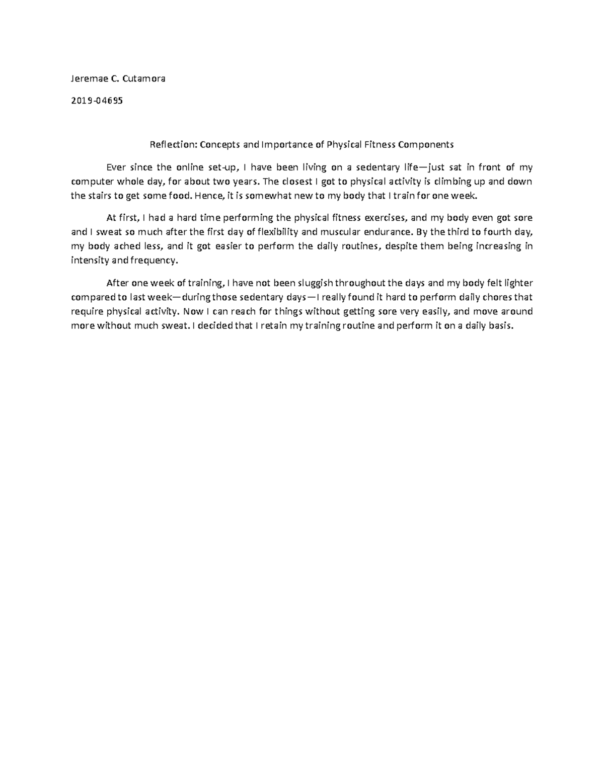 Hk 11 Module 1 Reflection Jeremae C Cutamora 2019 Reflection