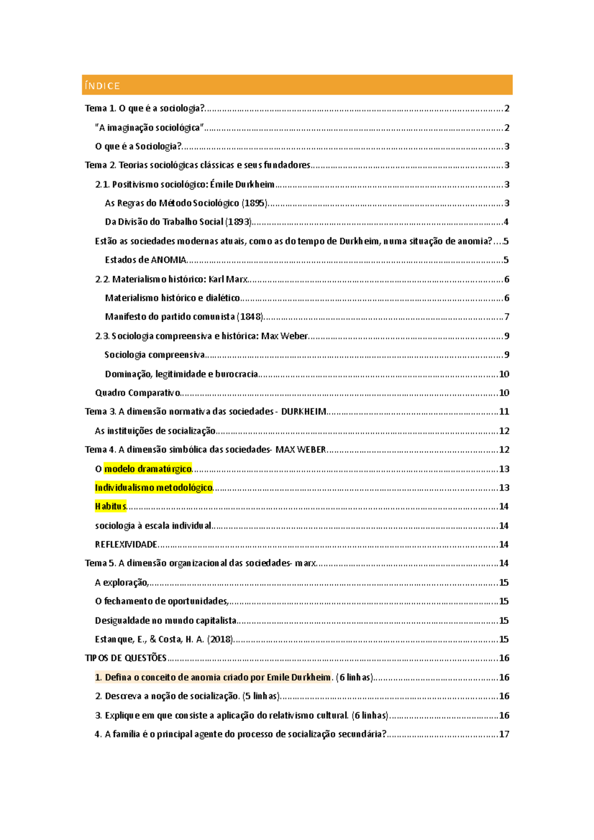 PREP Efolio Global Sociologia - ÍNDICE Tema 1. O que é a - Studocu