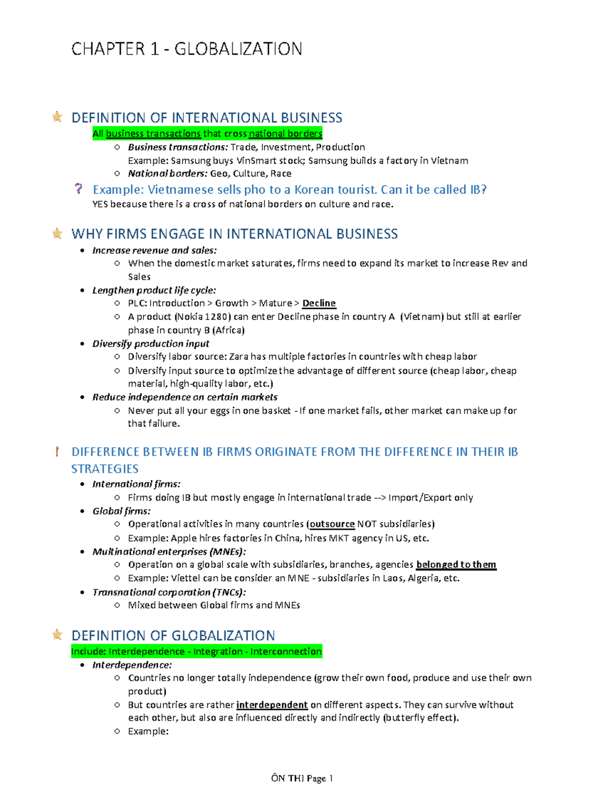 CHAPTER 1: GLOBALIZATION - International Business Overview (IB101 ...