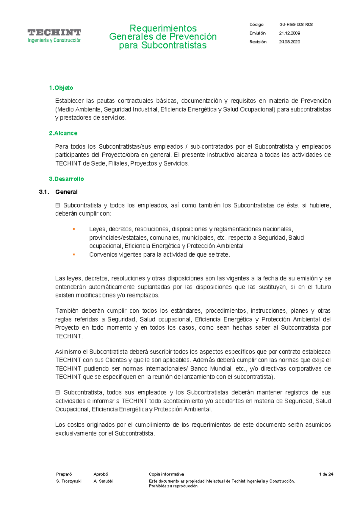 GU-HES-008 Requerimientos de Prevención para Subcontratistas en ...
