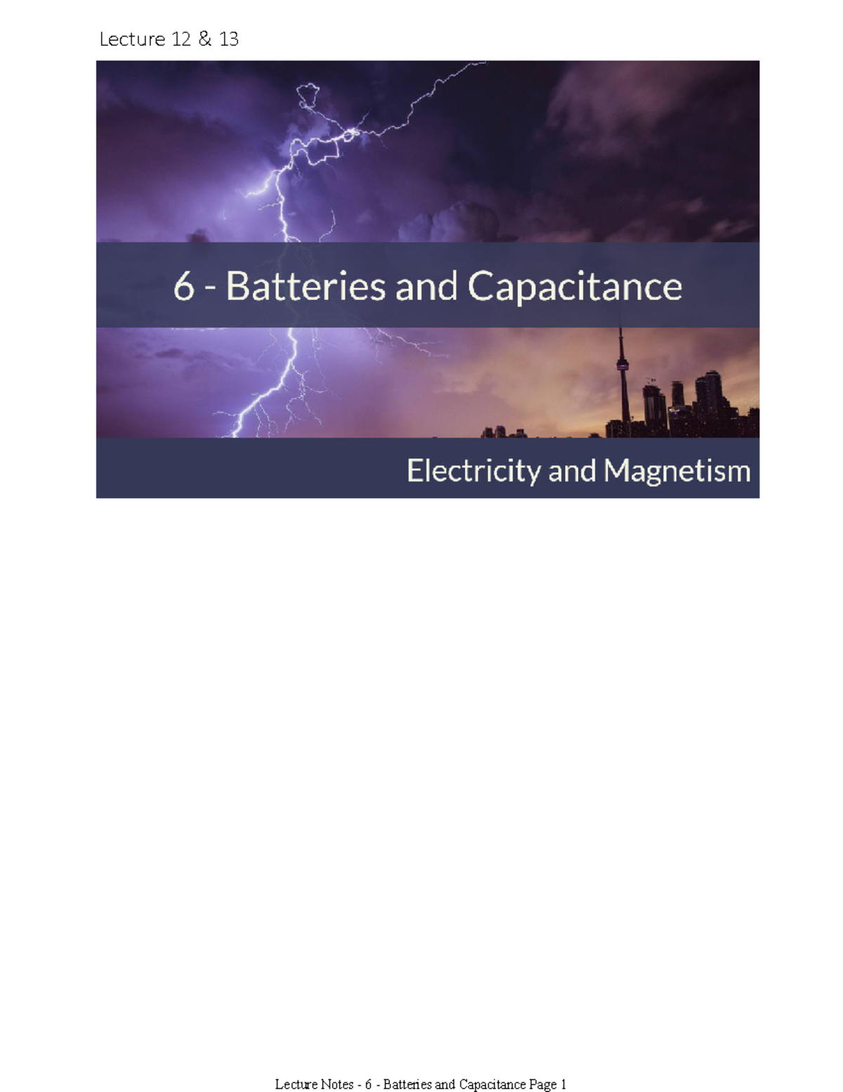 Lecture Notes - 6 - Batteries & Capacitance Solutions - Section 2 - Studocu