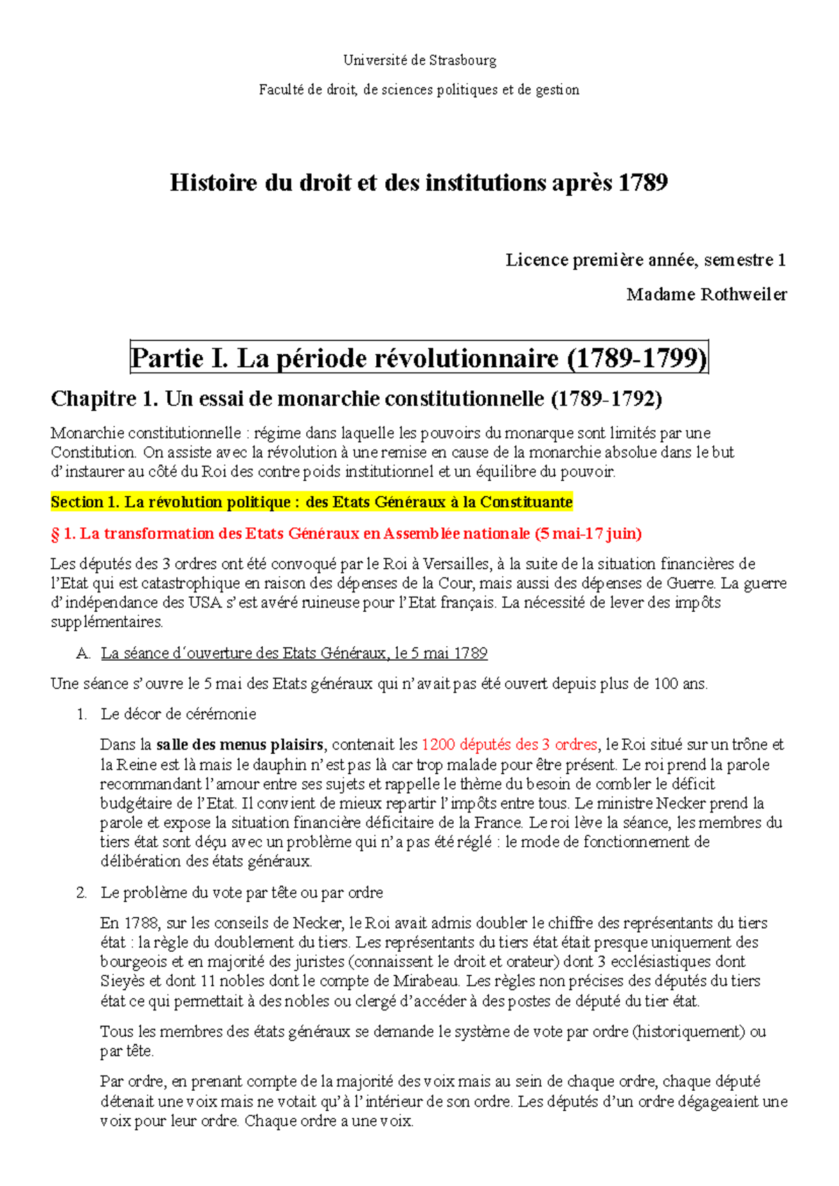Partie I : Histoire du droit sous la Révolution (1789-1799) - Licence 1 ...
