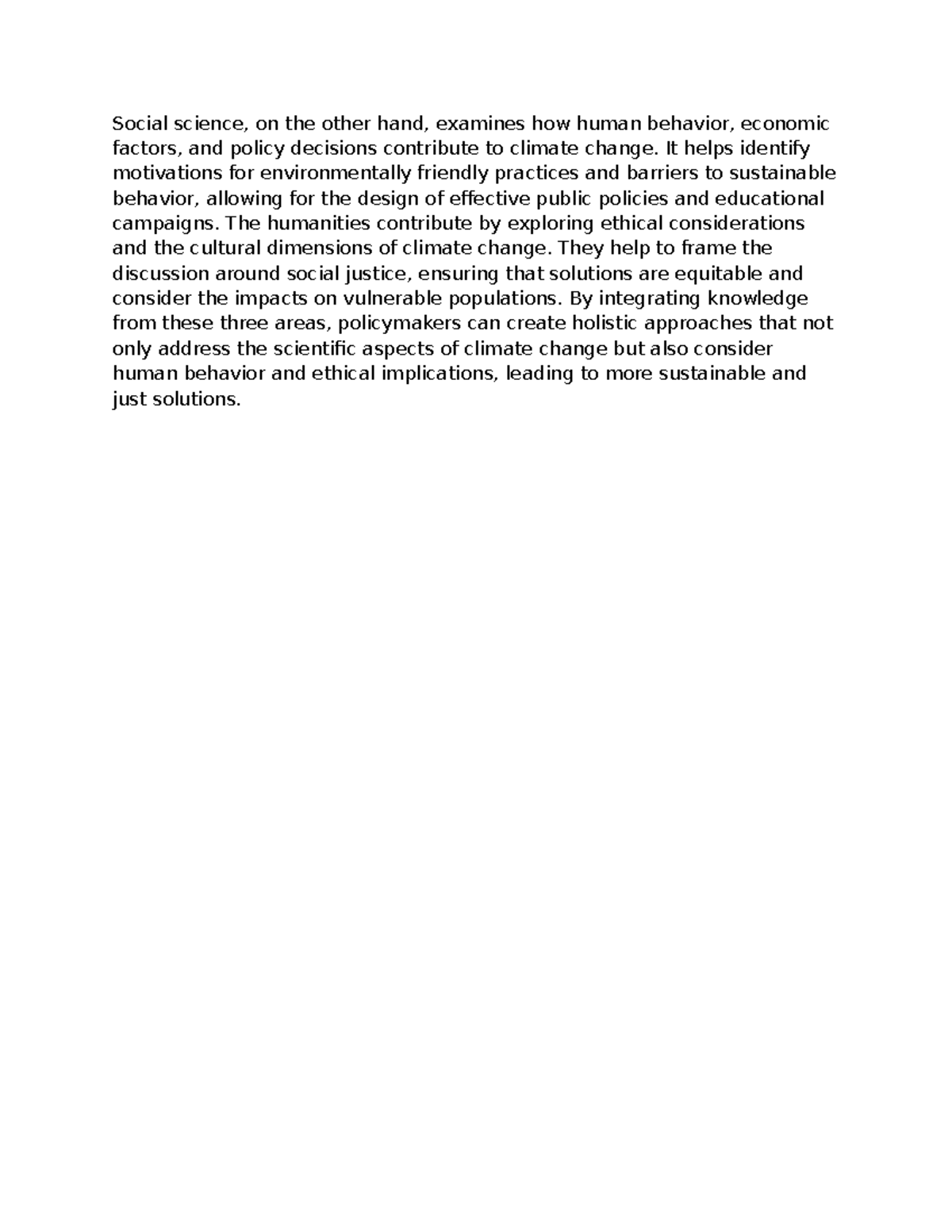 1 - English - Social science, on the other hand, examines how human ...