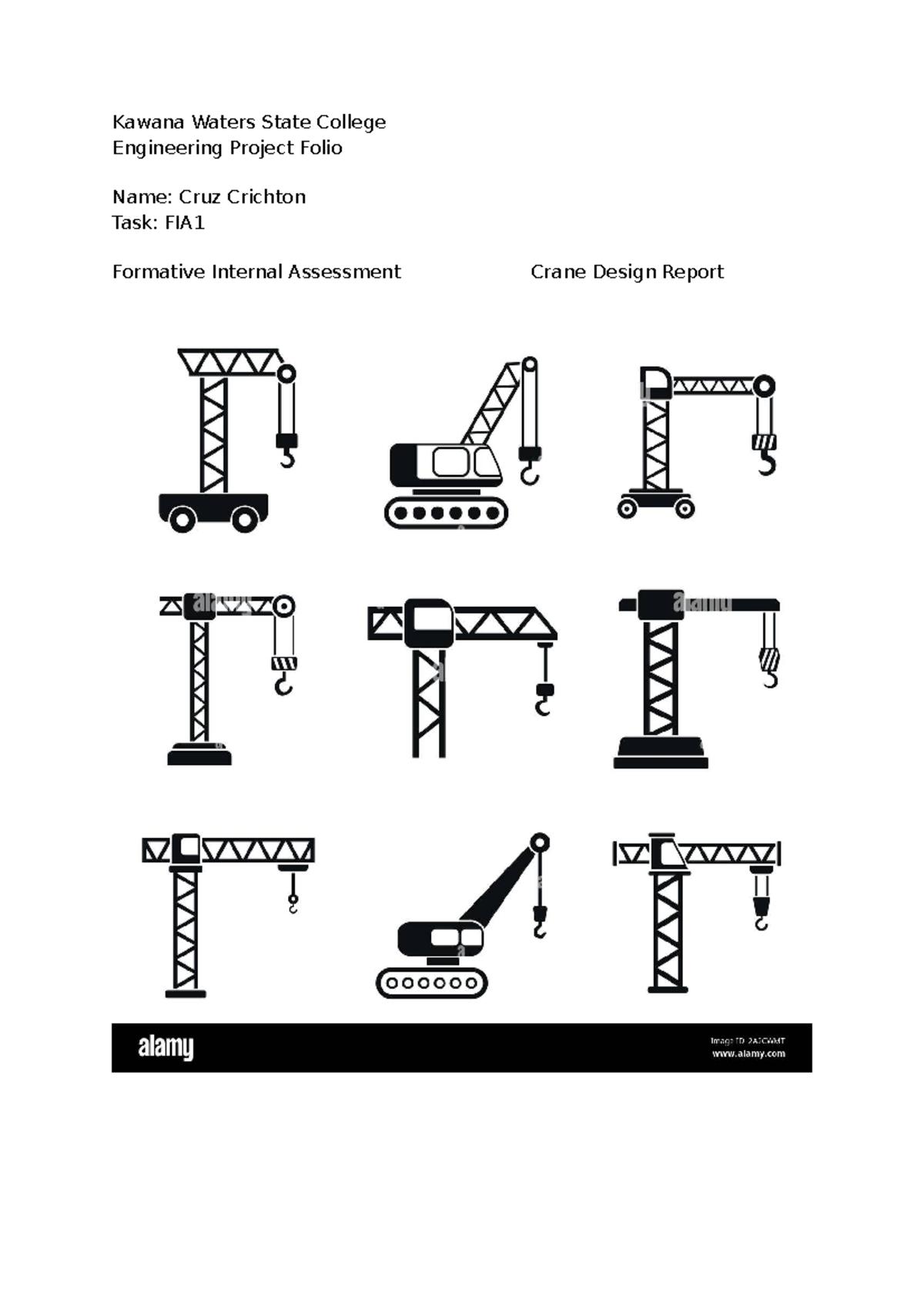 Kawana Waters State College ENG FIA1 Crane Design Report - Studocu