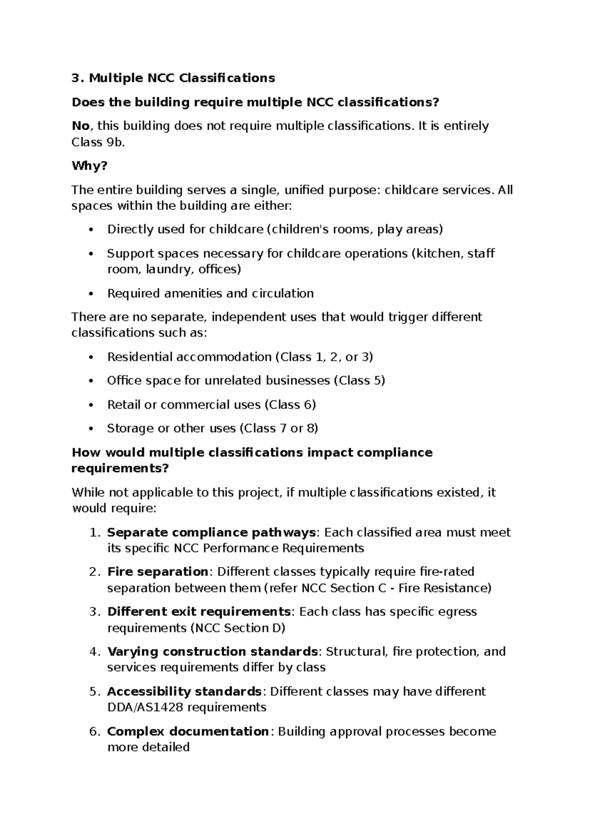 Cpccbc 4053 Proj1 Q3 - NCC Classifications for Childcare Building - Studocu