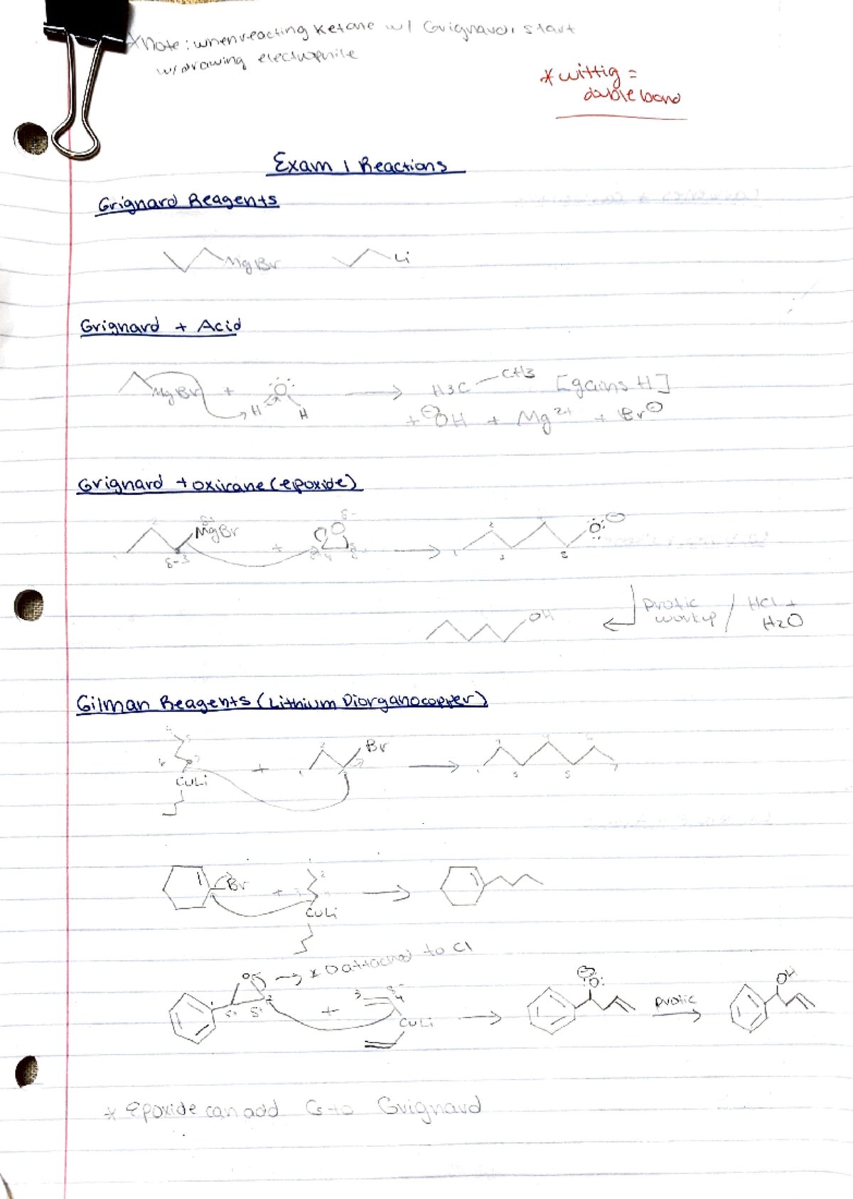 Organic Chemistry II Exam 1 Notes - note : whenreacting Ketane wl ...