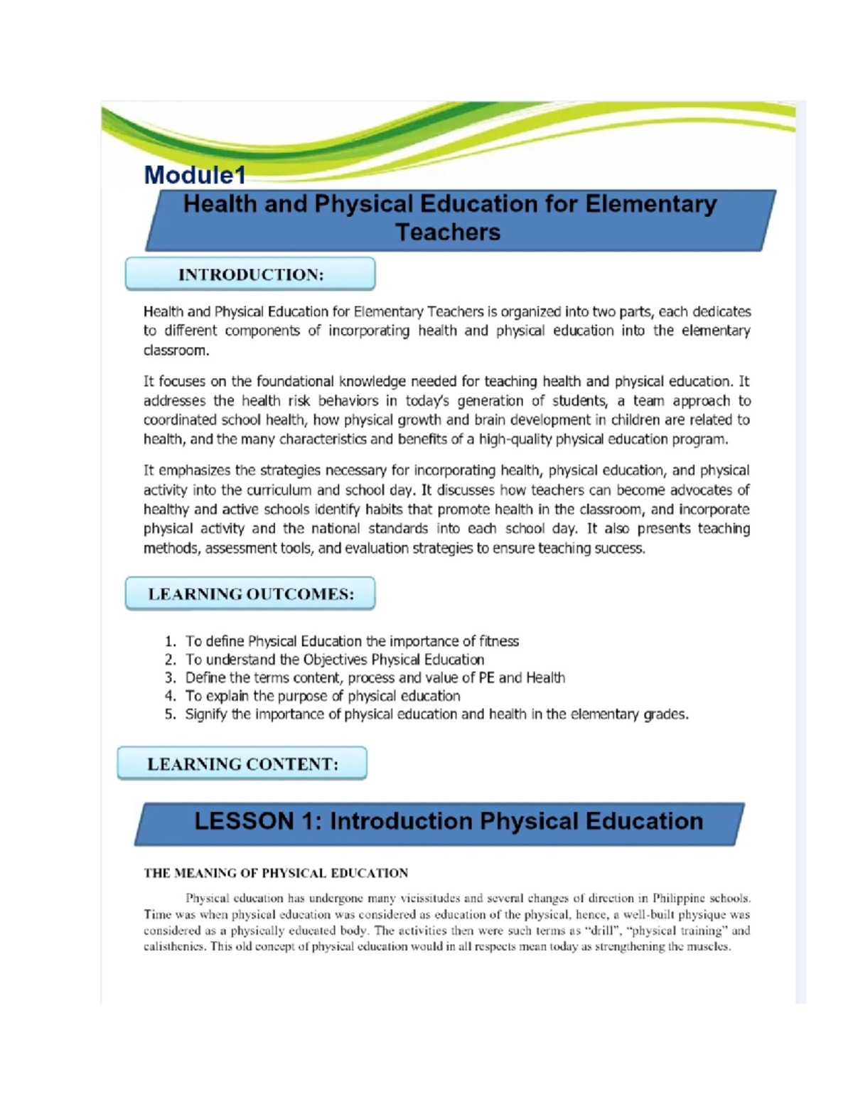 Health & PE Module 1 for Elementary Educators: Foundations & Strategies ...