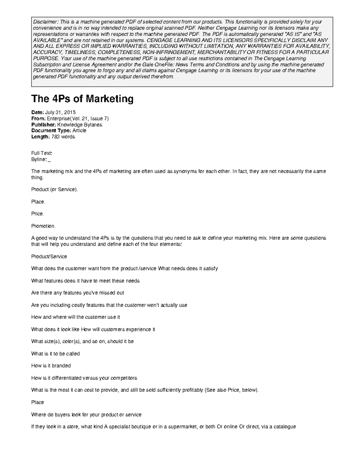 The 4Ps of Marketing: Understanding the Marketing Mix - Studocu