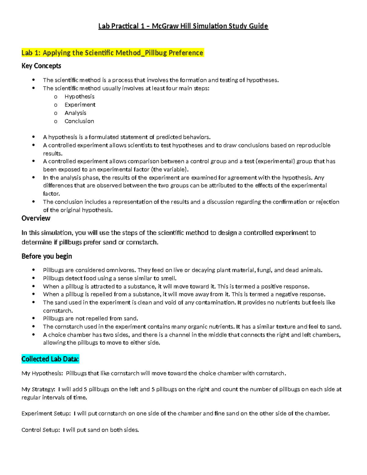 MH Lab Practical 1 Study Guide: Examining Scientific Methods ...
