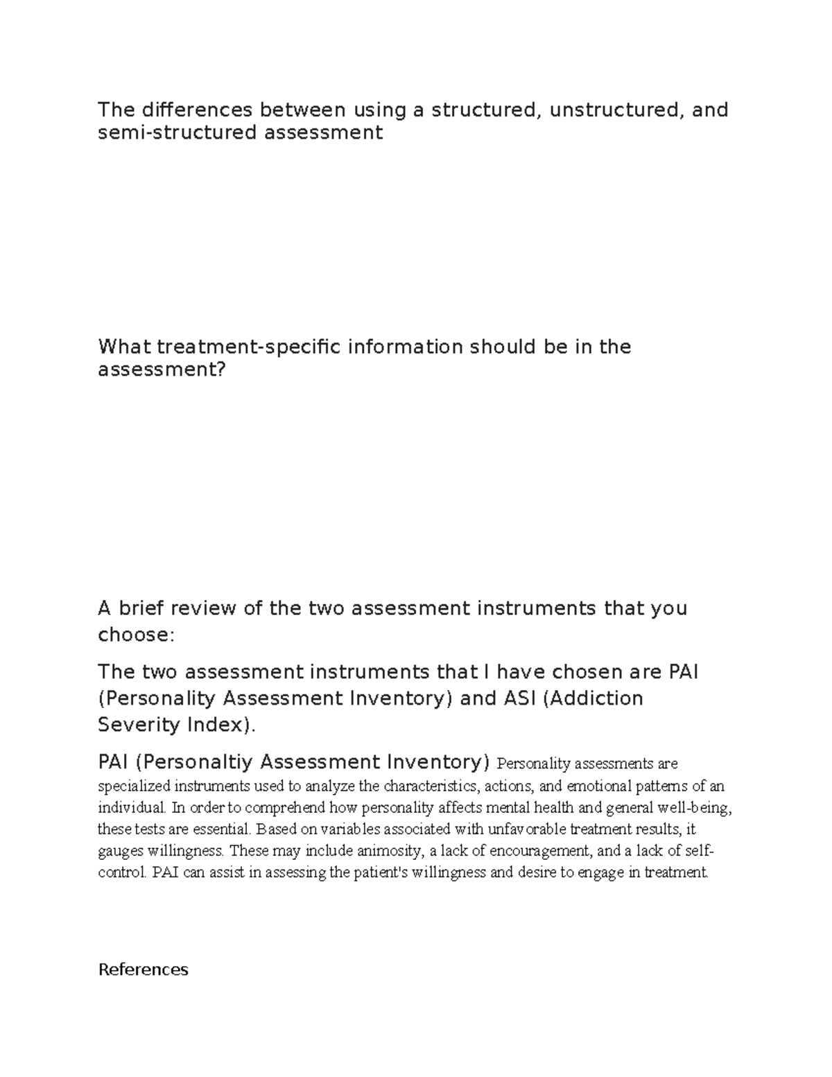 Psy200 Discussion 3: Comparing Structured vs. Unstructured Assessments ...