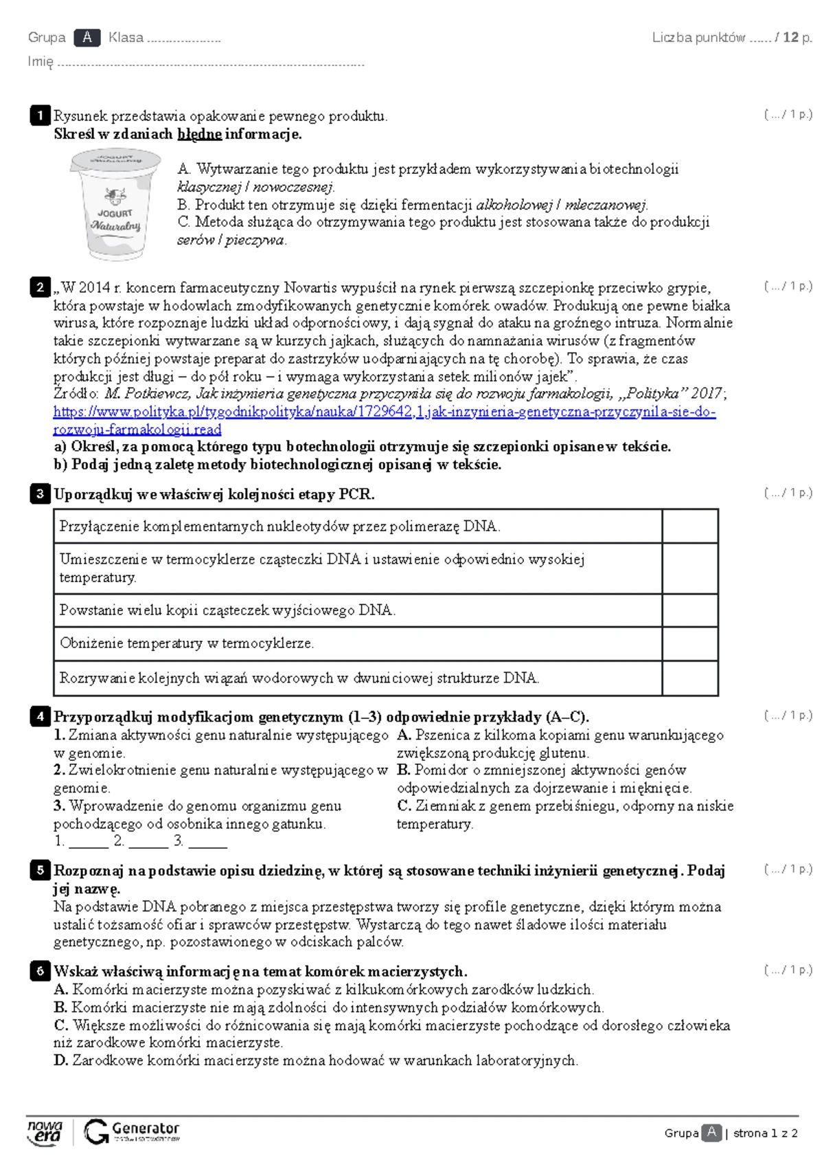 Sprawdzian Z Ciekawa Biologia 2 Chomikuj www.studocu.com