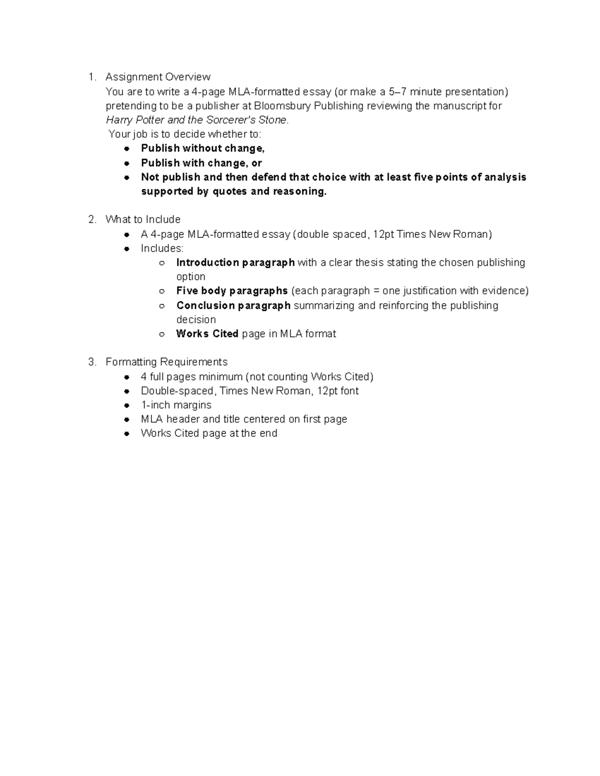 ENG 101: Essay Assignment on Publishing Decisions for Harry Potter ...