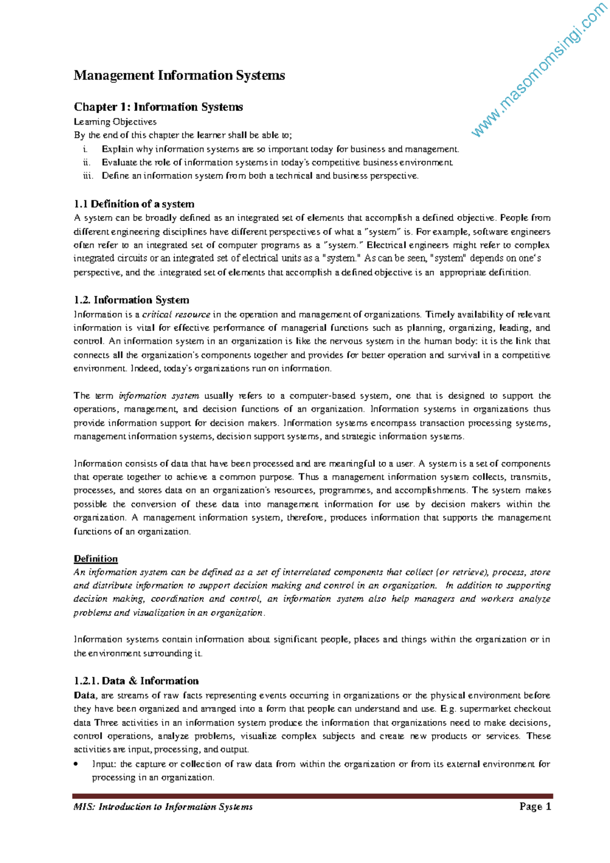 MIS Chapter 1: Understanding Information Systems and Their Importance ...