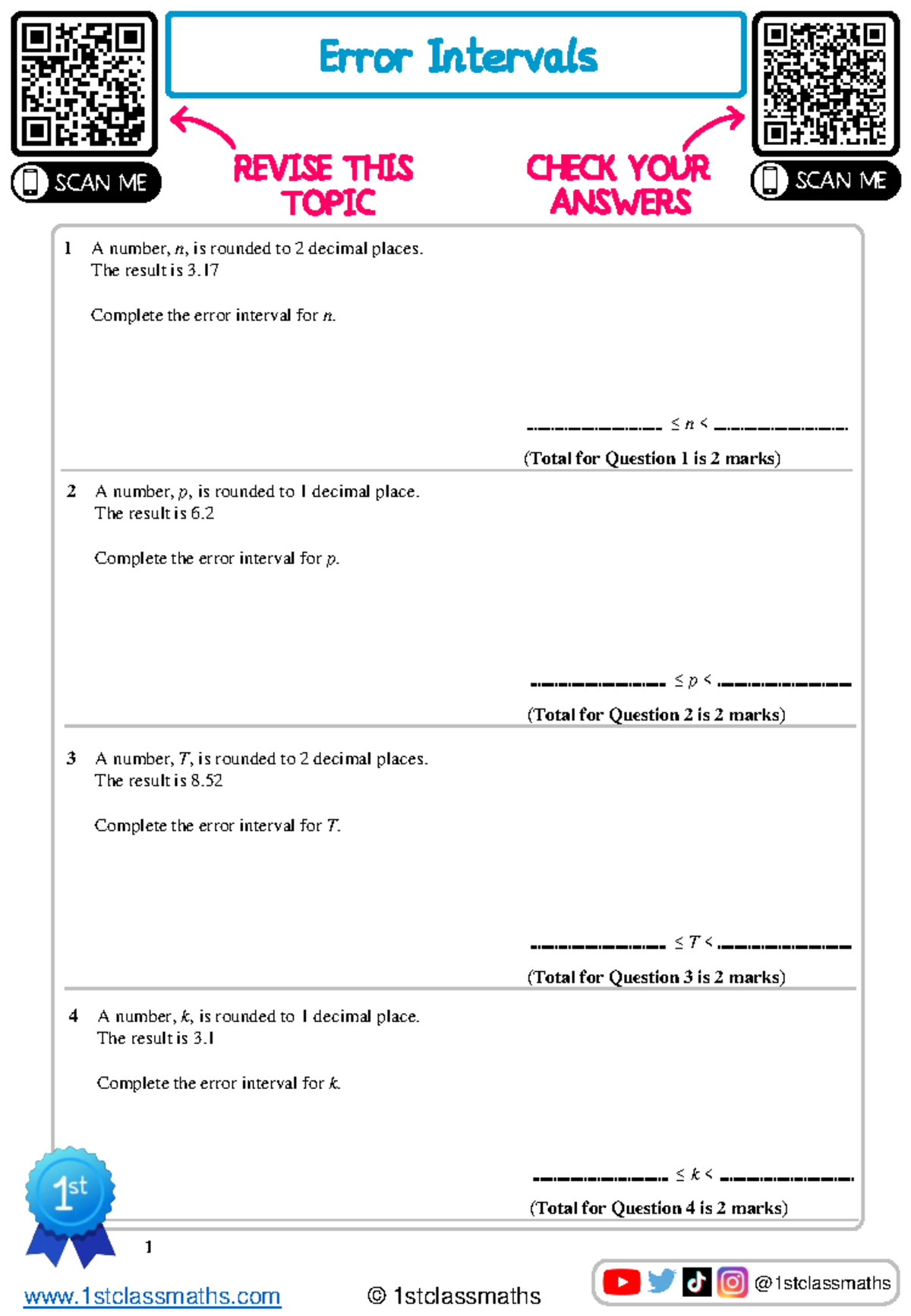Error Intervals Edexcel: Rounding and Error Analysis Solutions - Studocu