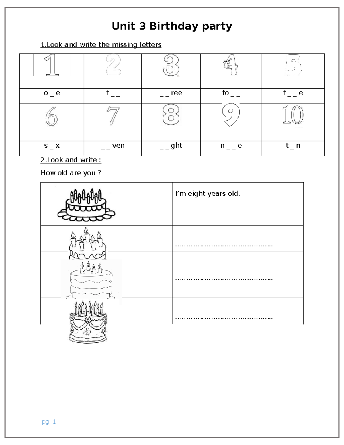 Unit 3 - Birthday Party Study Guide and Exercises - Studocu