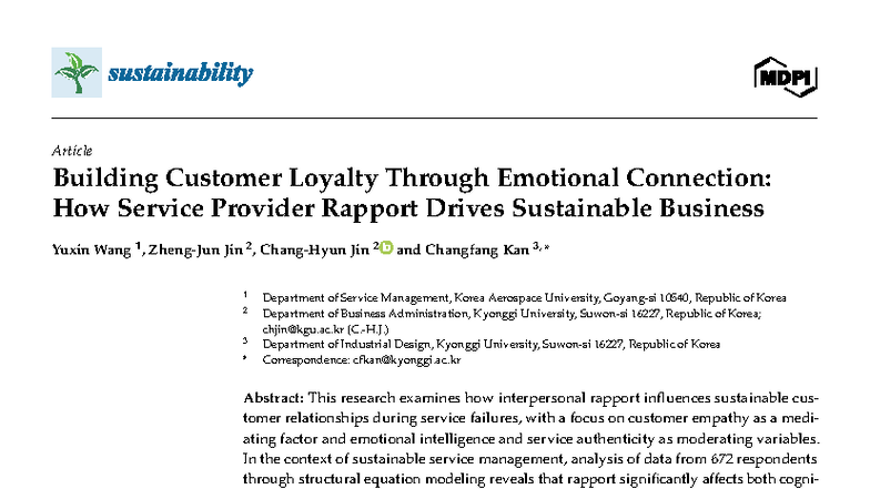 Sustainability 2025: Building Customer Loyalty via Emotional Rapport ...