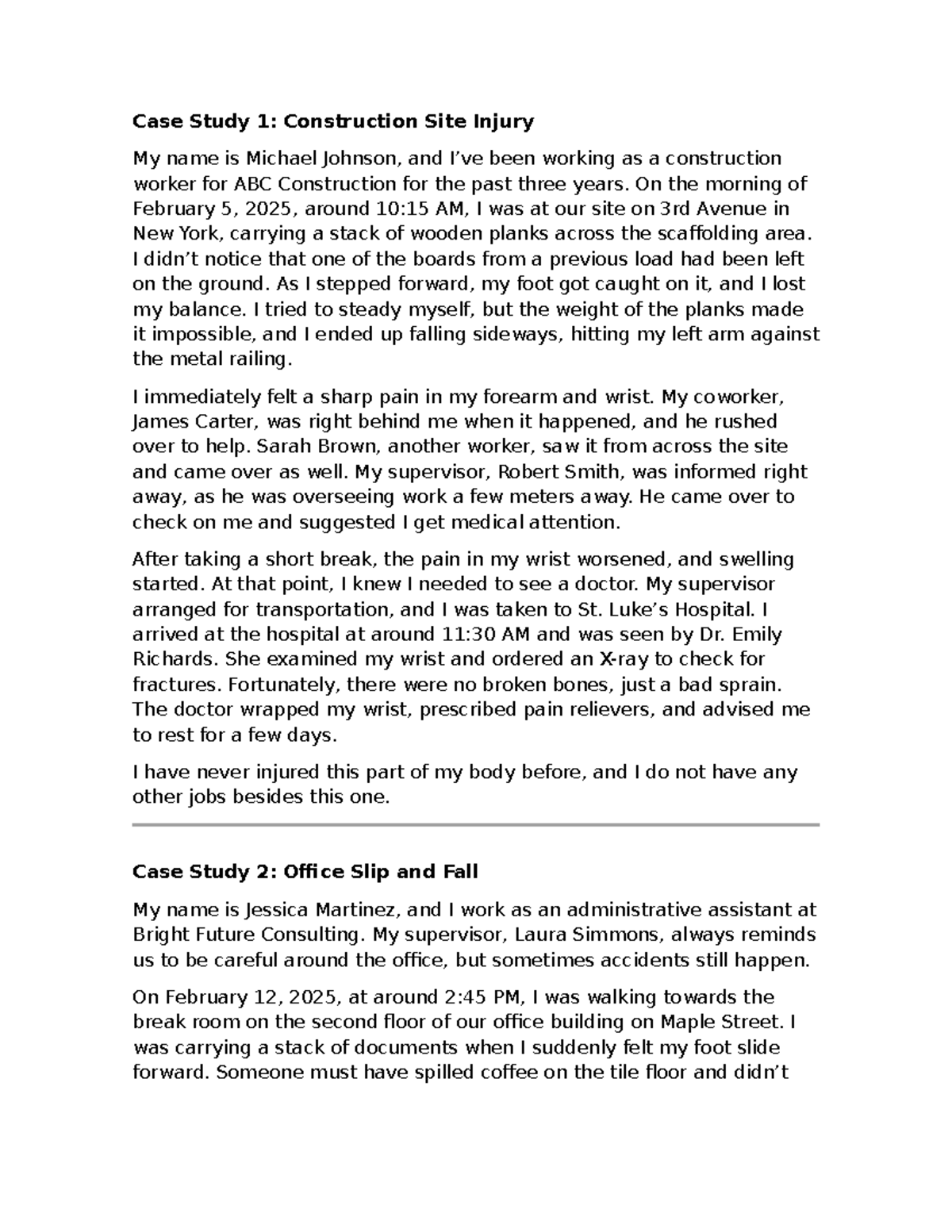 CASE Study Examples - Ejercicio práctico de reporte de accidente ...