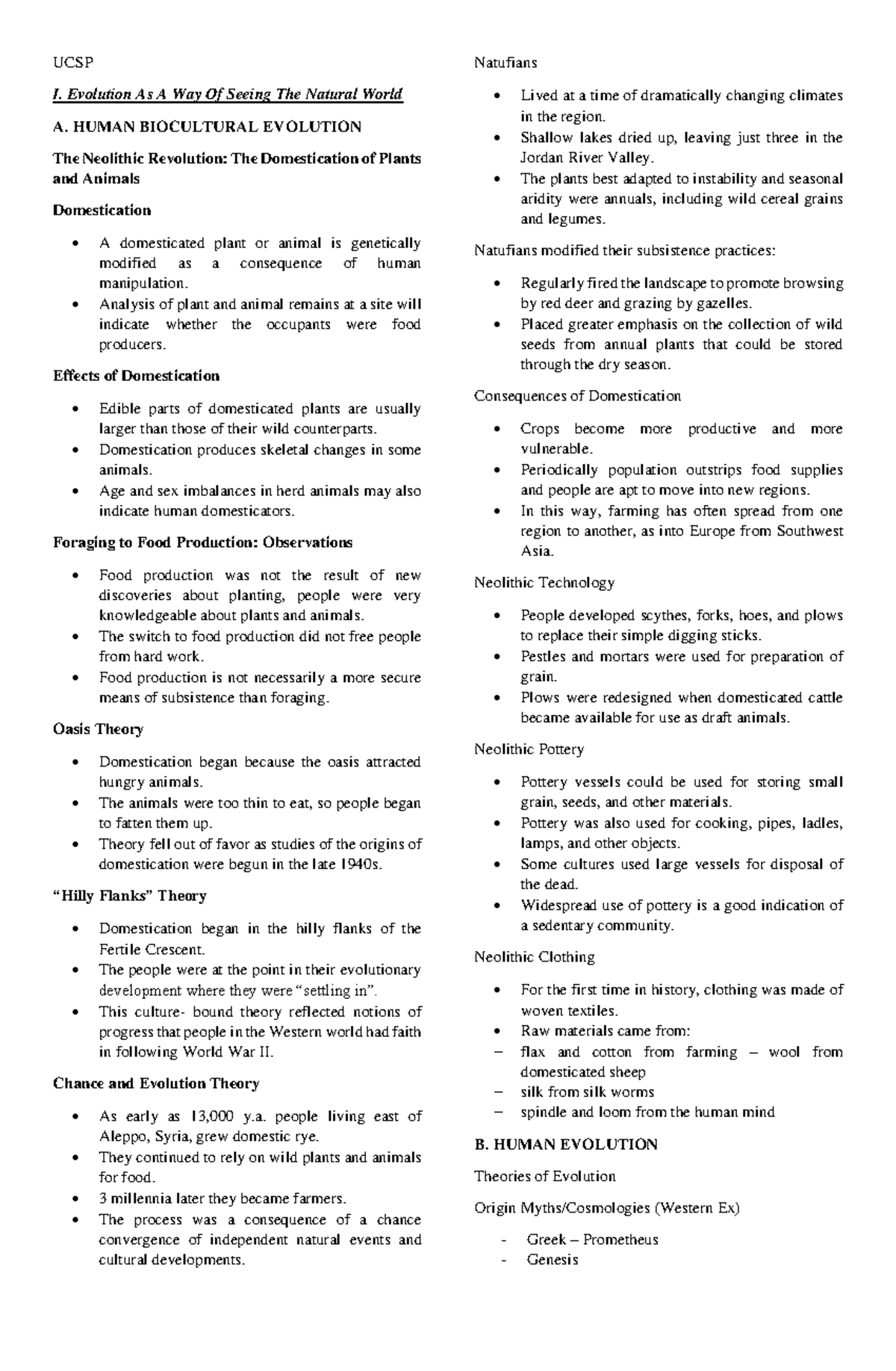 UCSP Notes - Exploring Culture, Society, and Human Evolution - Studocu