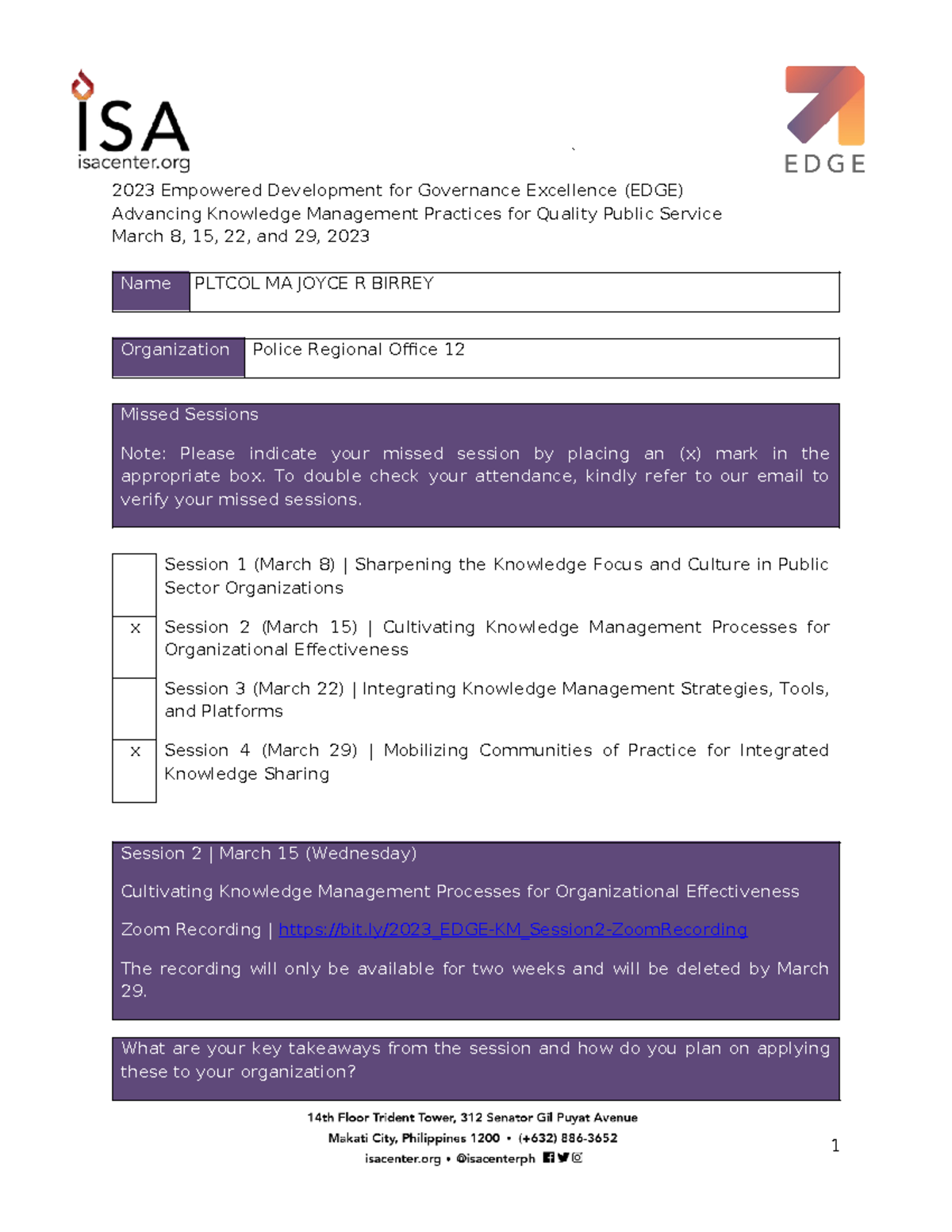 [ISA] 2023 EDGE Knowledge Management Essay Notes - Studocu