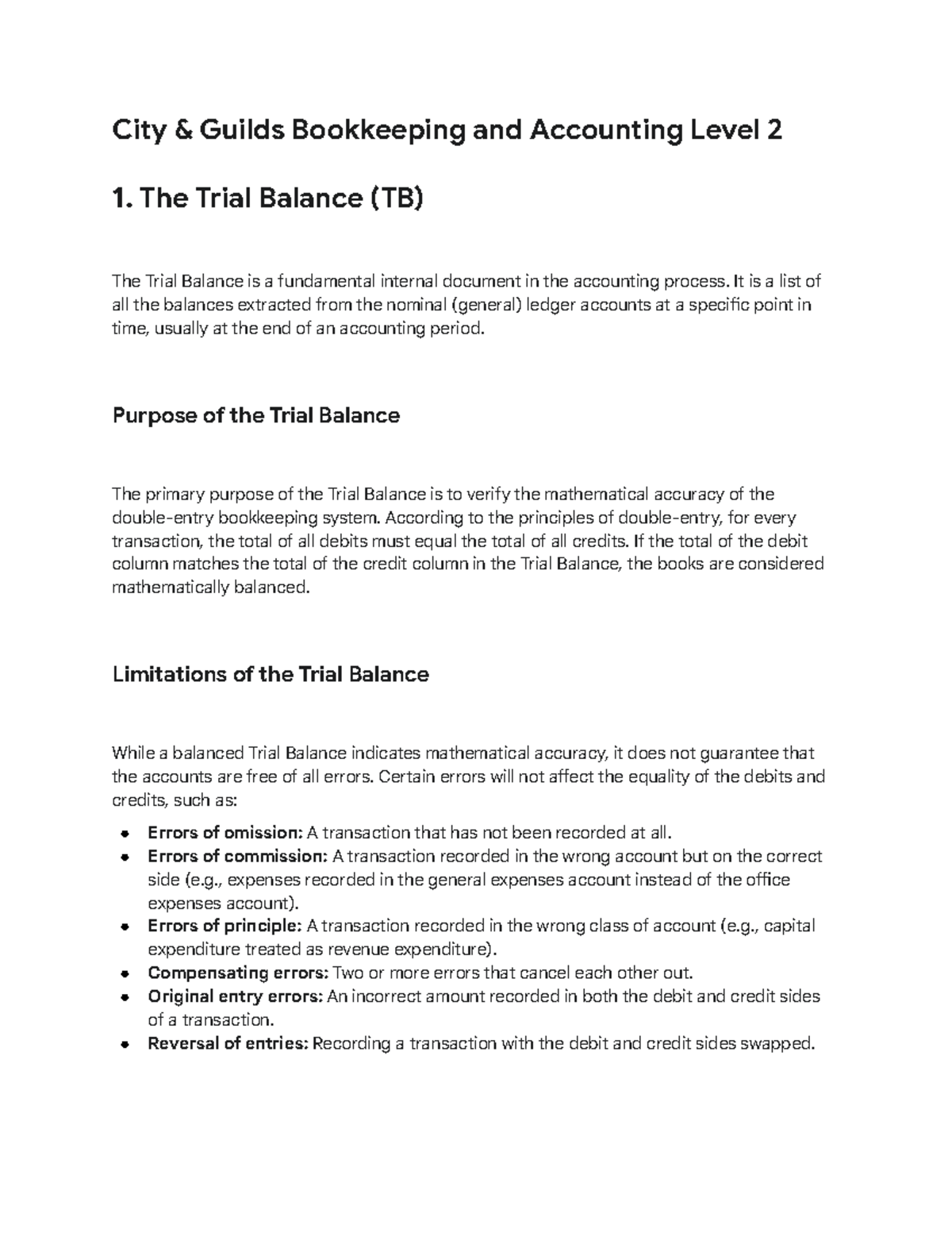 City Guilds Bk and A Level 2: Trial Balance & Financial Statements ...