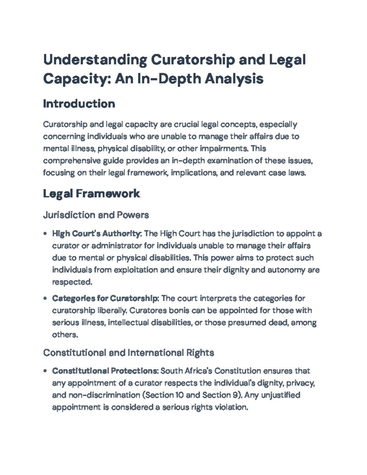Understanding Curatorship & Legal Capacity: A Comprehensive Guide - Studocu