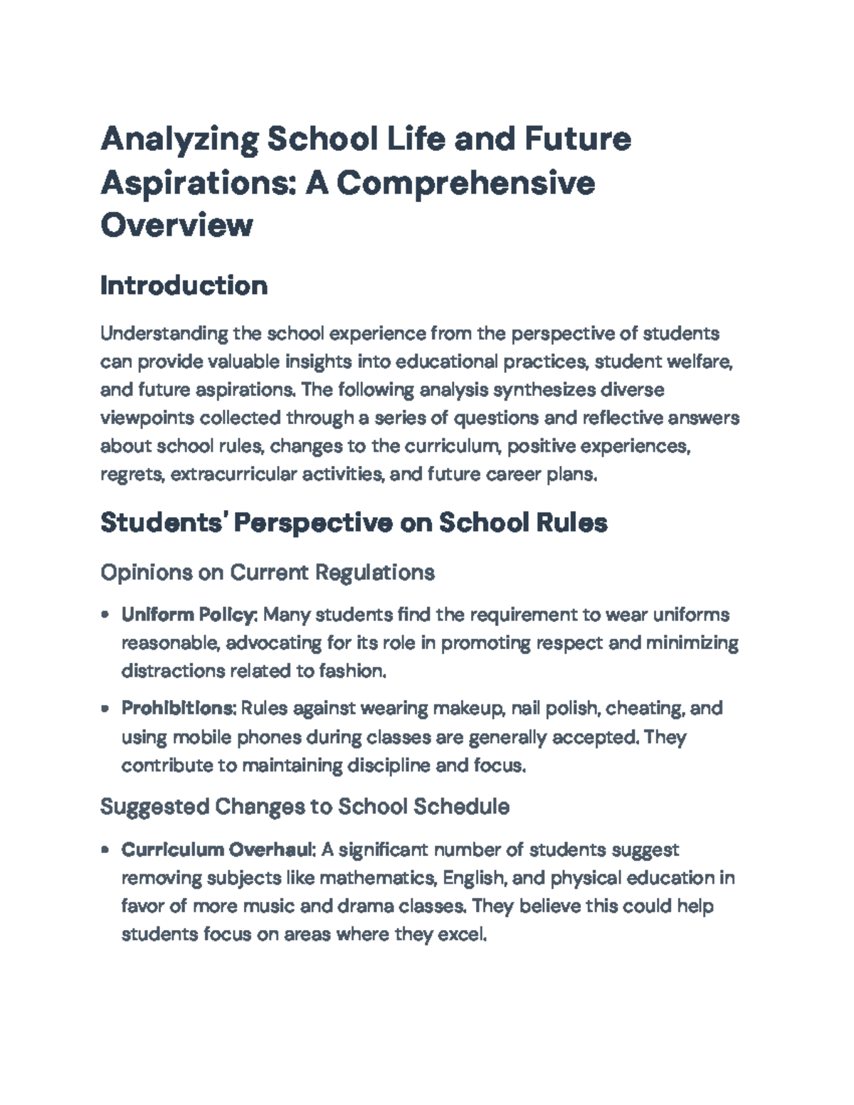 Analyzing Student Perspectives on School Life and Future Aspirations ...