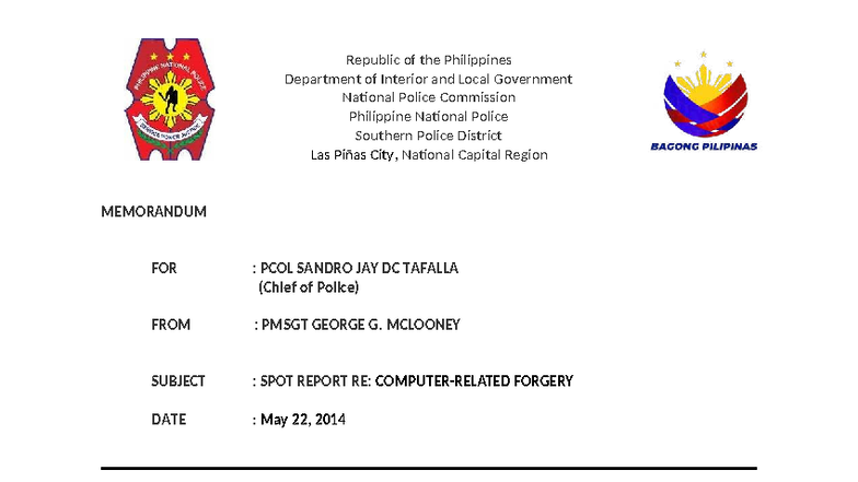 SPOT Report - Republic of the Philippines Department of Interior and ...
