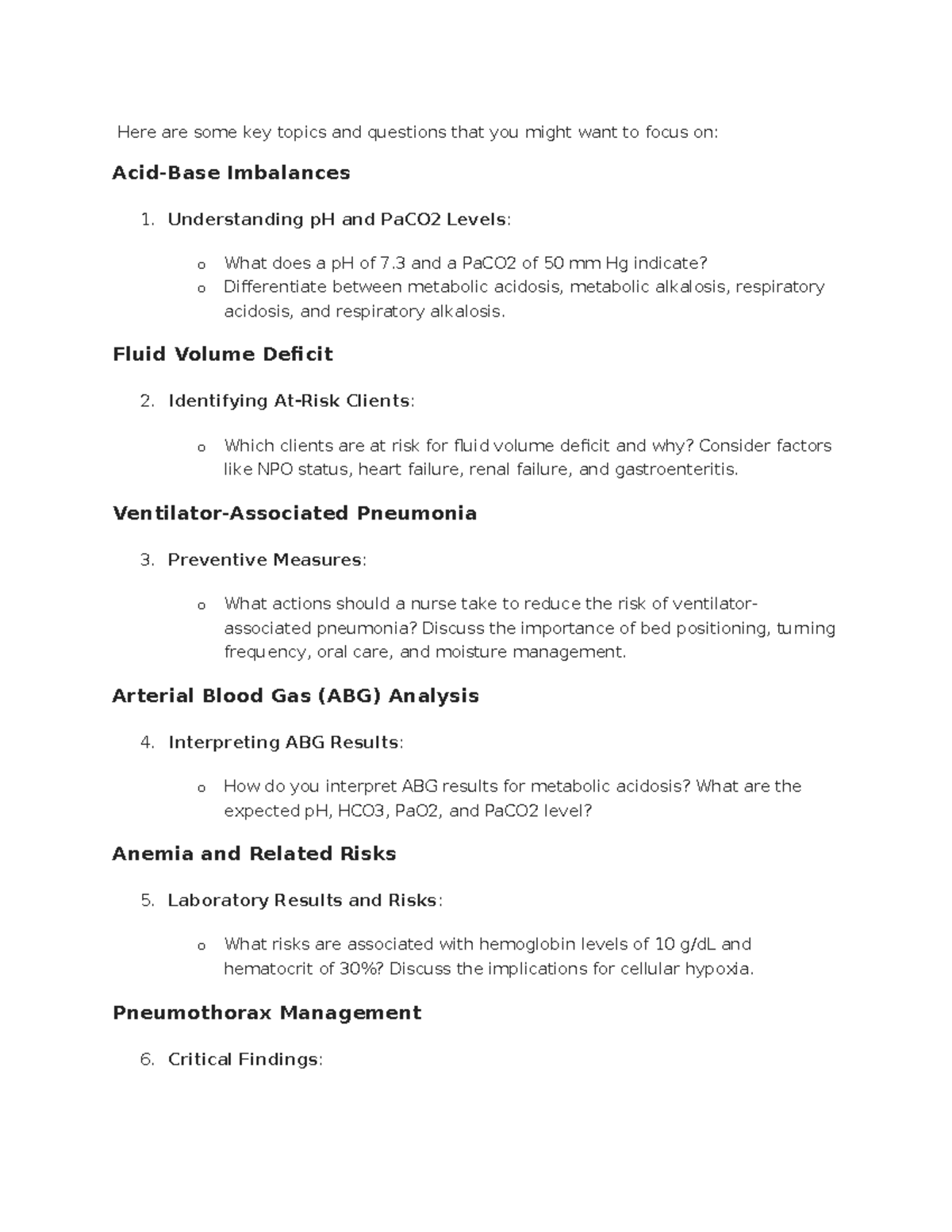 NUR 101: Test 1 Study Guide on Key Clinical Topics and Interventions ...