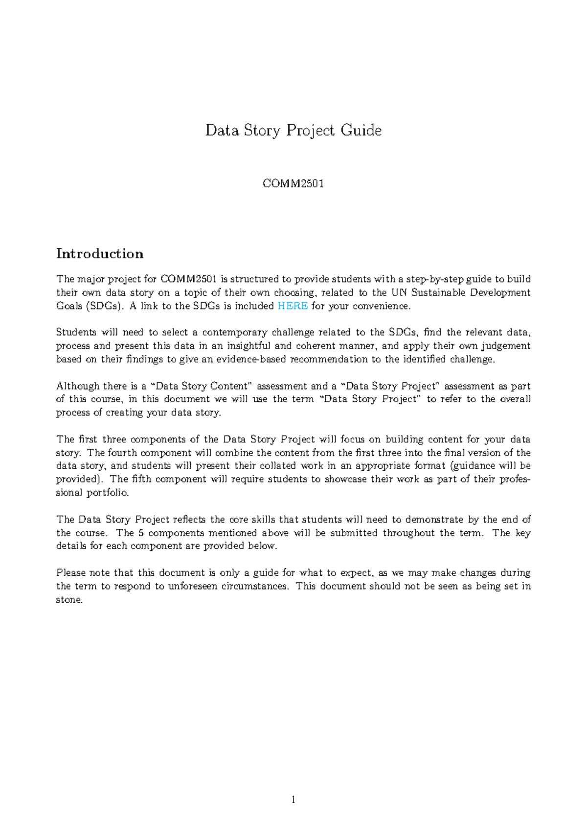 COMM2501 Data Story Project Guide: Creating Your SDG Narrative - Studocu