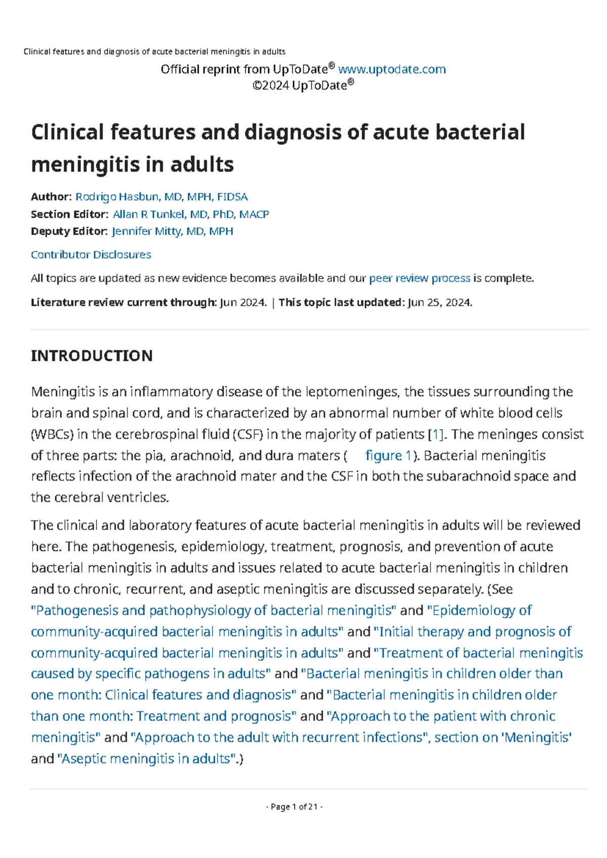 Clinical Features and Diagnosis of Acute Bacterial Meningitis in Adults ...