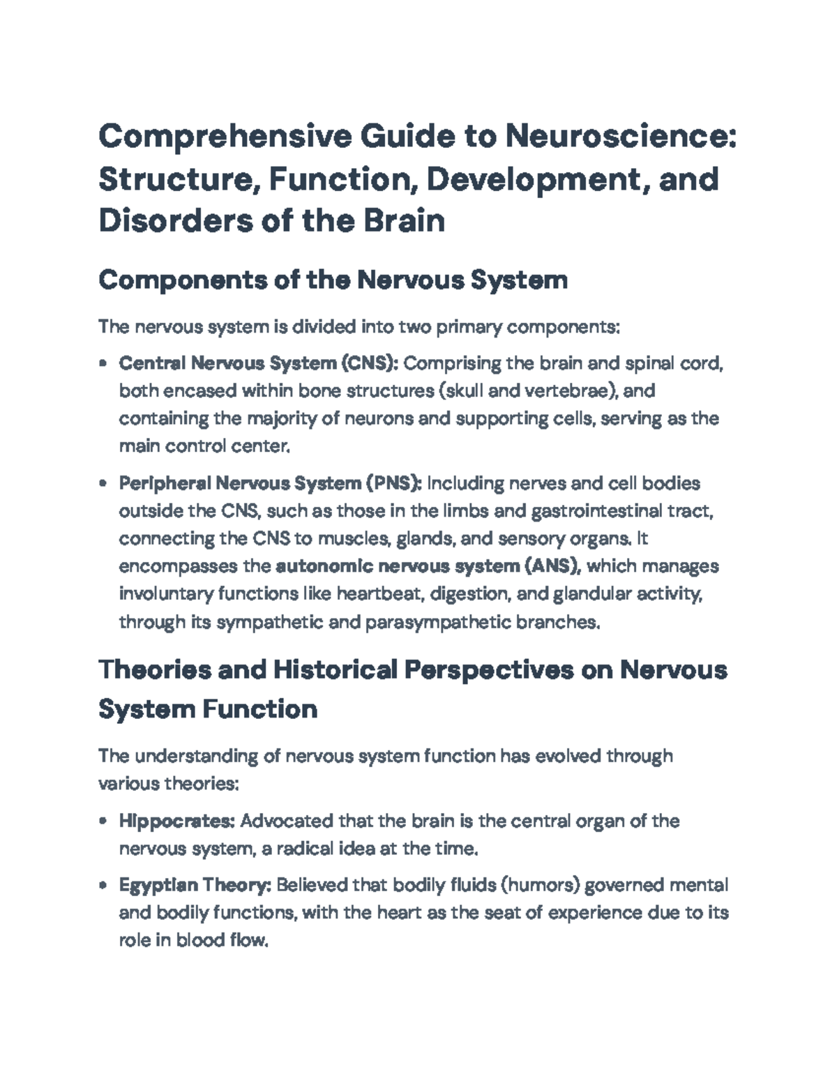 Comprehensive Neuroscience Overview: Structure, Function, and Disorders ...